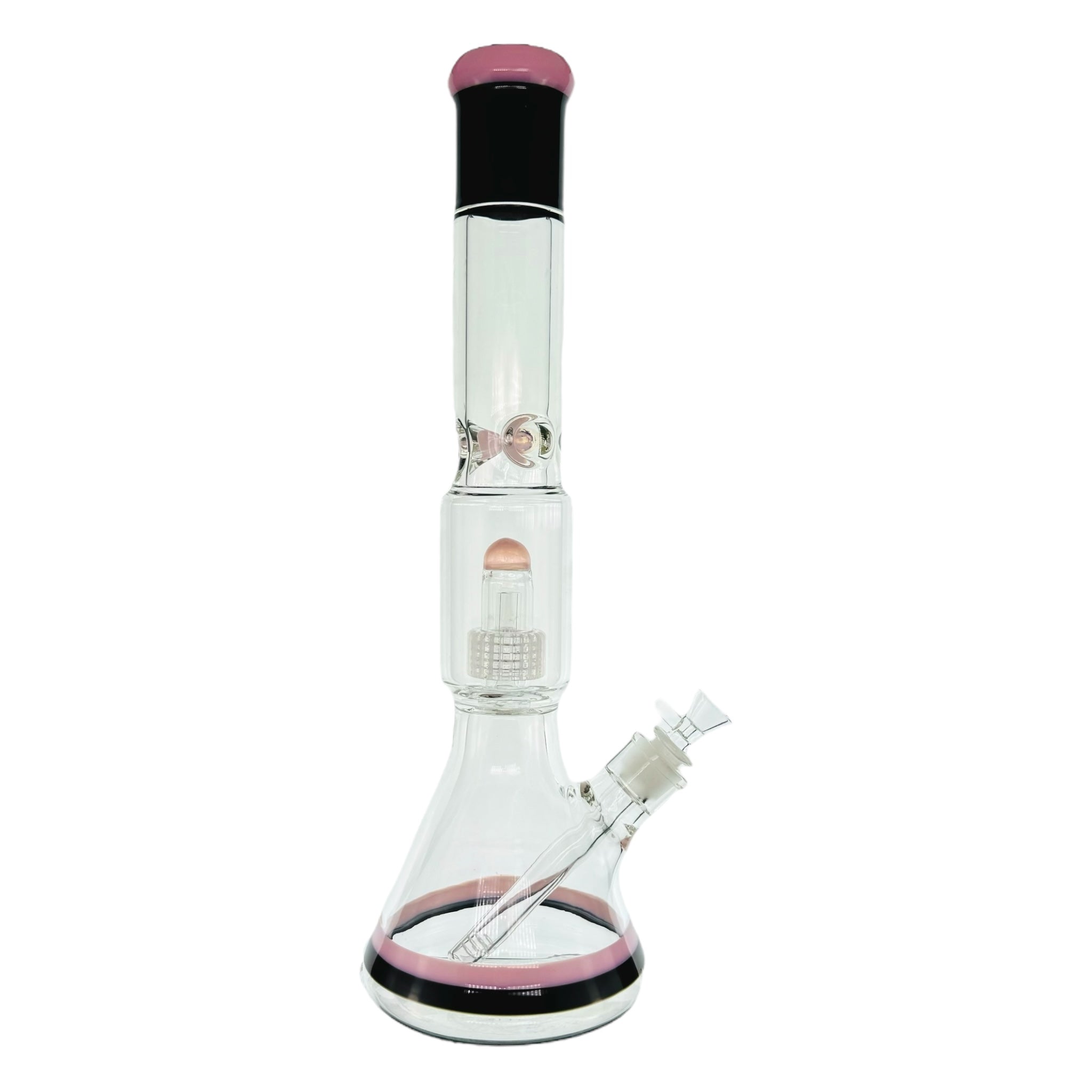 Extra Thick 17 Inch Pink And Black Bong With Multi Slit Disc Perc