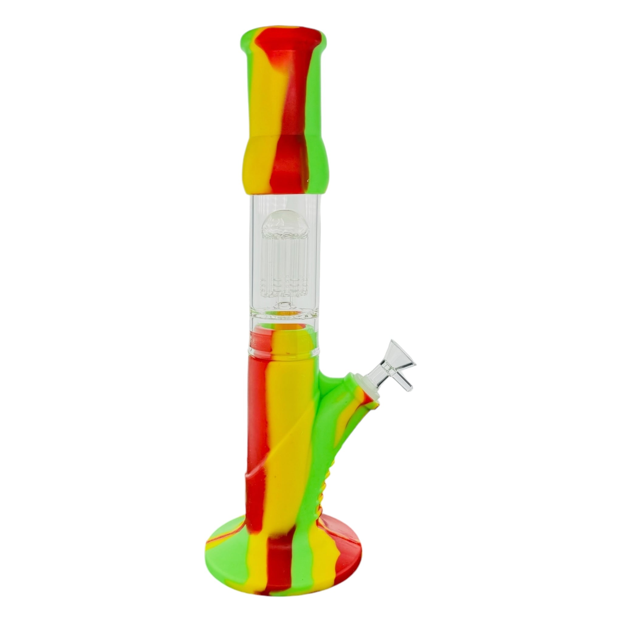 Rasta Silicone Straight Tube With Glass Tree Perc 14 Inches