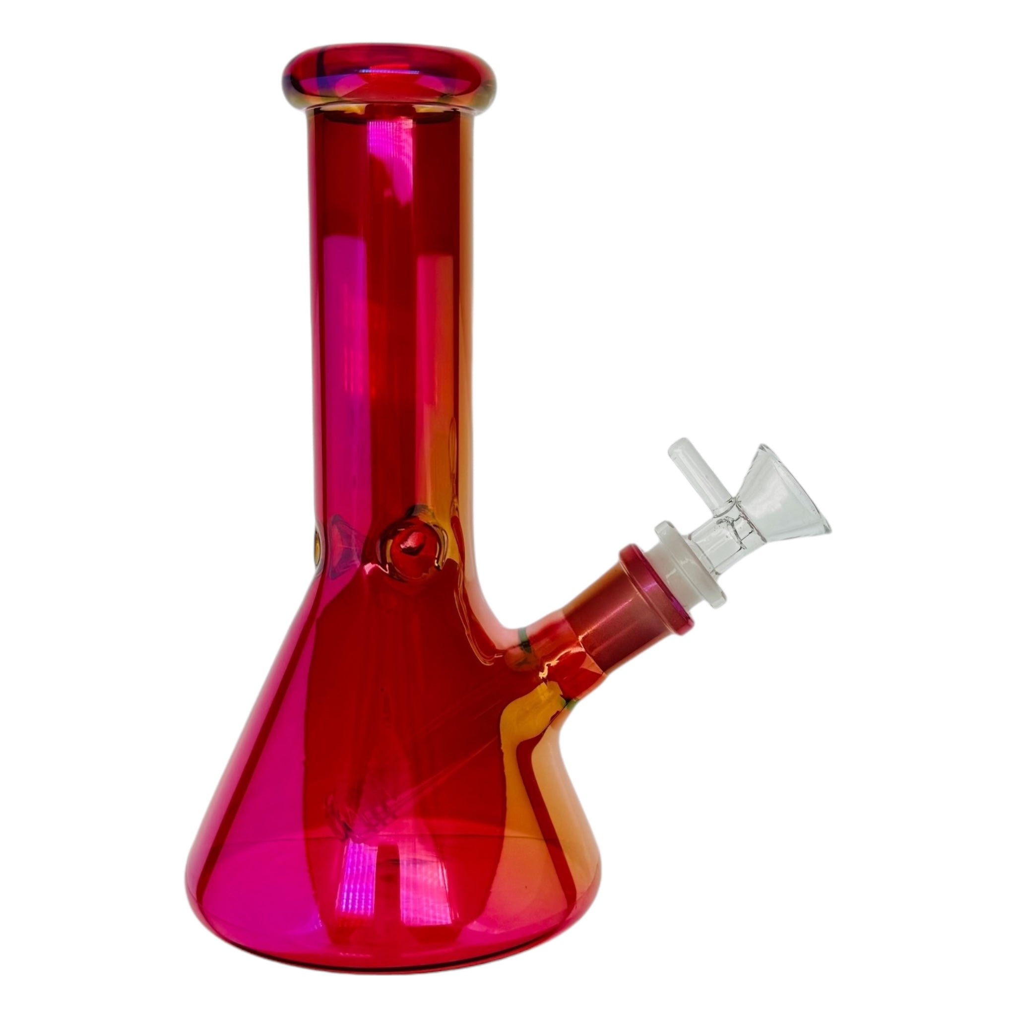 8 Inch Cherry Red Metallic Beaker Bong