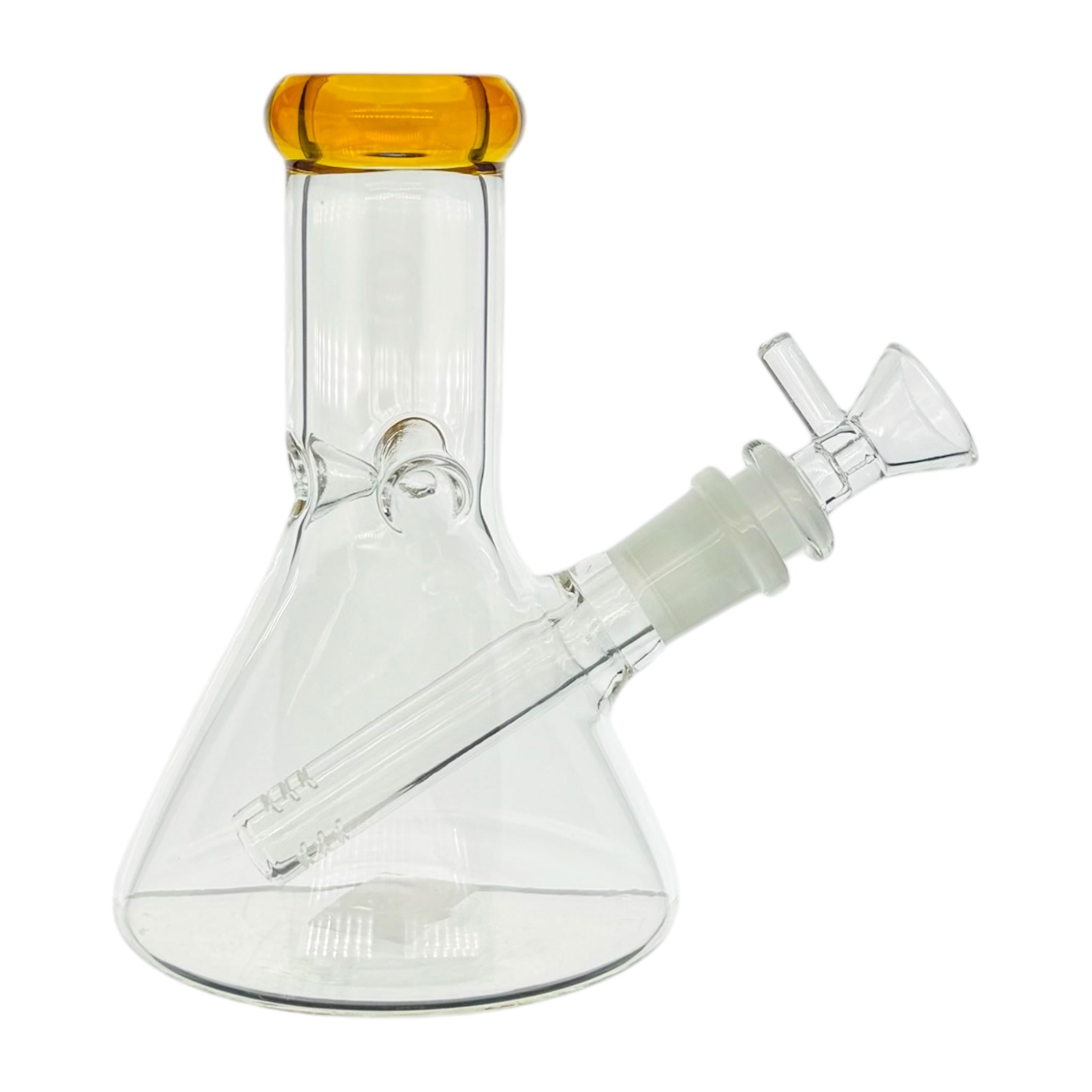 6 Inch Clear Beaker Bong With Amber Brown Color Lip