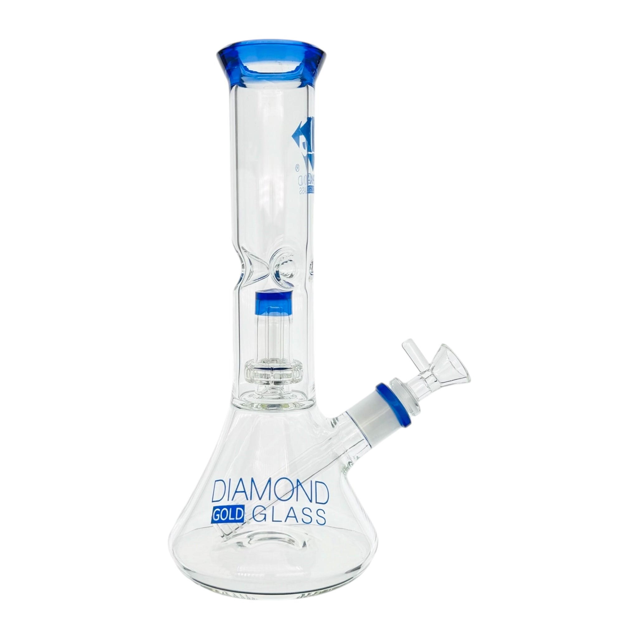 Diamond Glass Bong - Blue 11 Inch Beaker Bong With Multi Slit Disc Perc