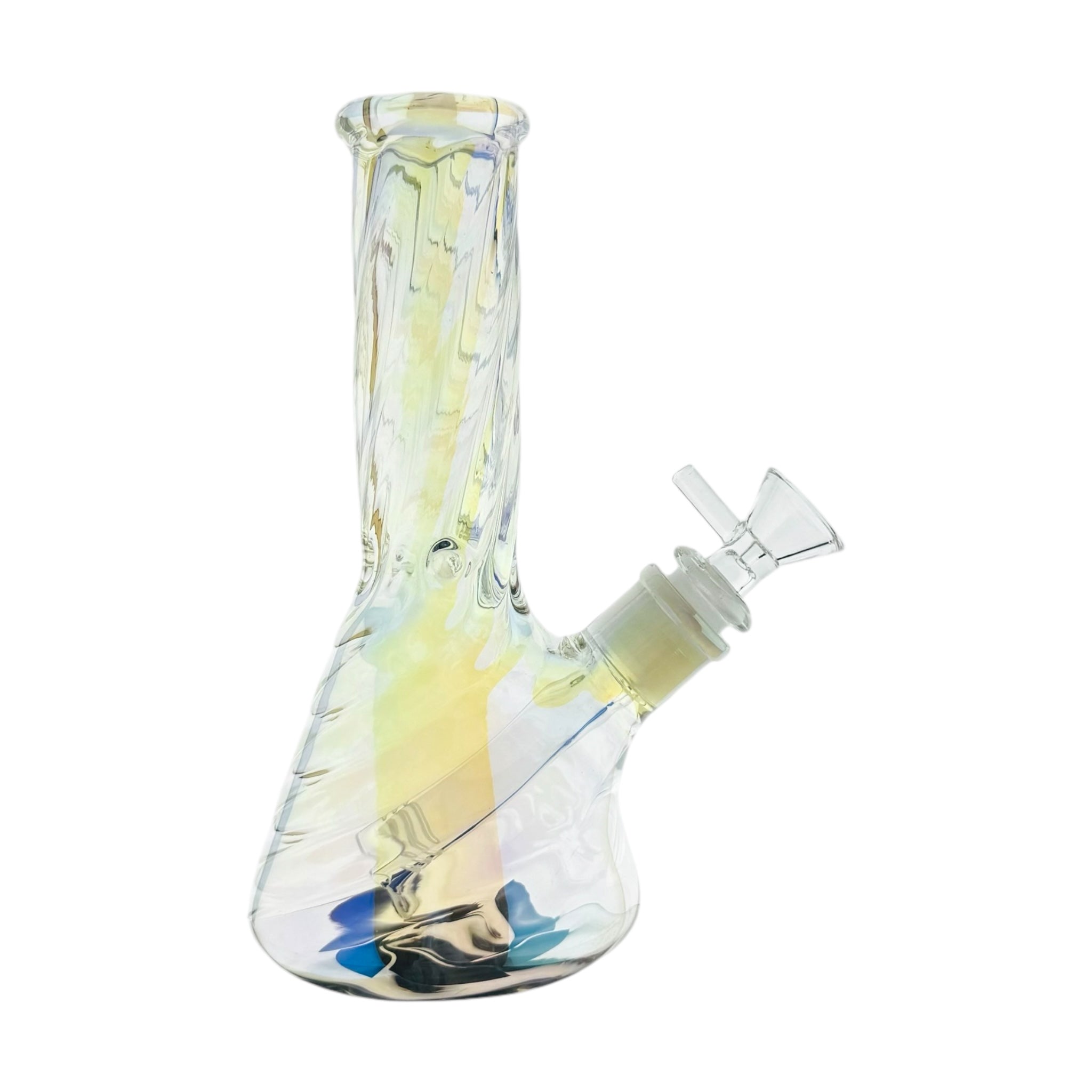 8 Inch Pearlescent Metallic Beaker Bong With Twisted Neck