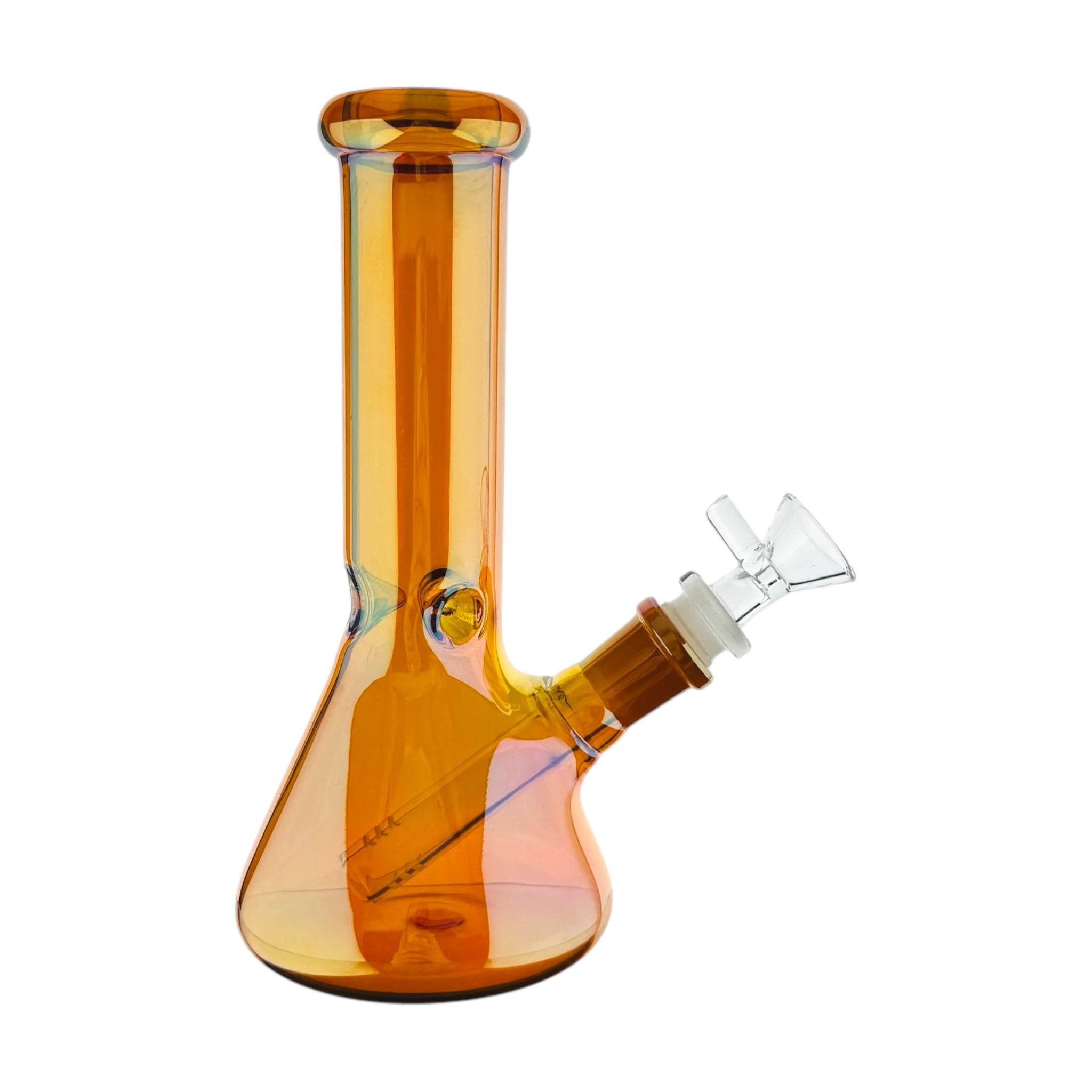 8 Inch Amber Brown Metallic Beaker Bong