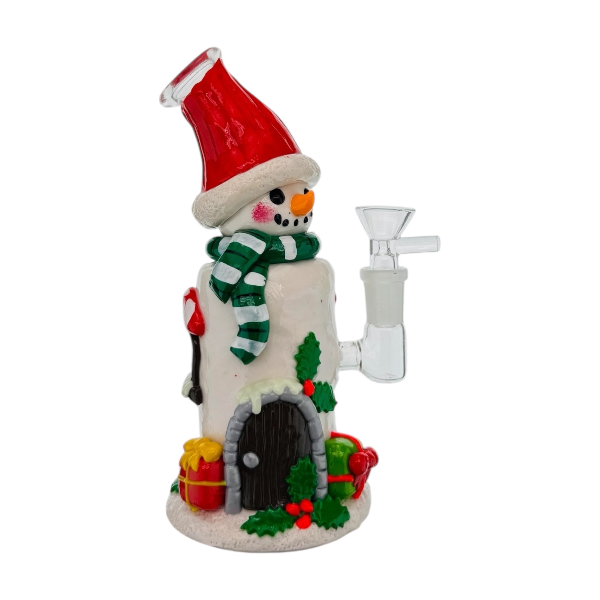 Snowman Glass Water Pipe Bubbler Bong
