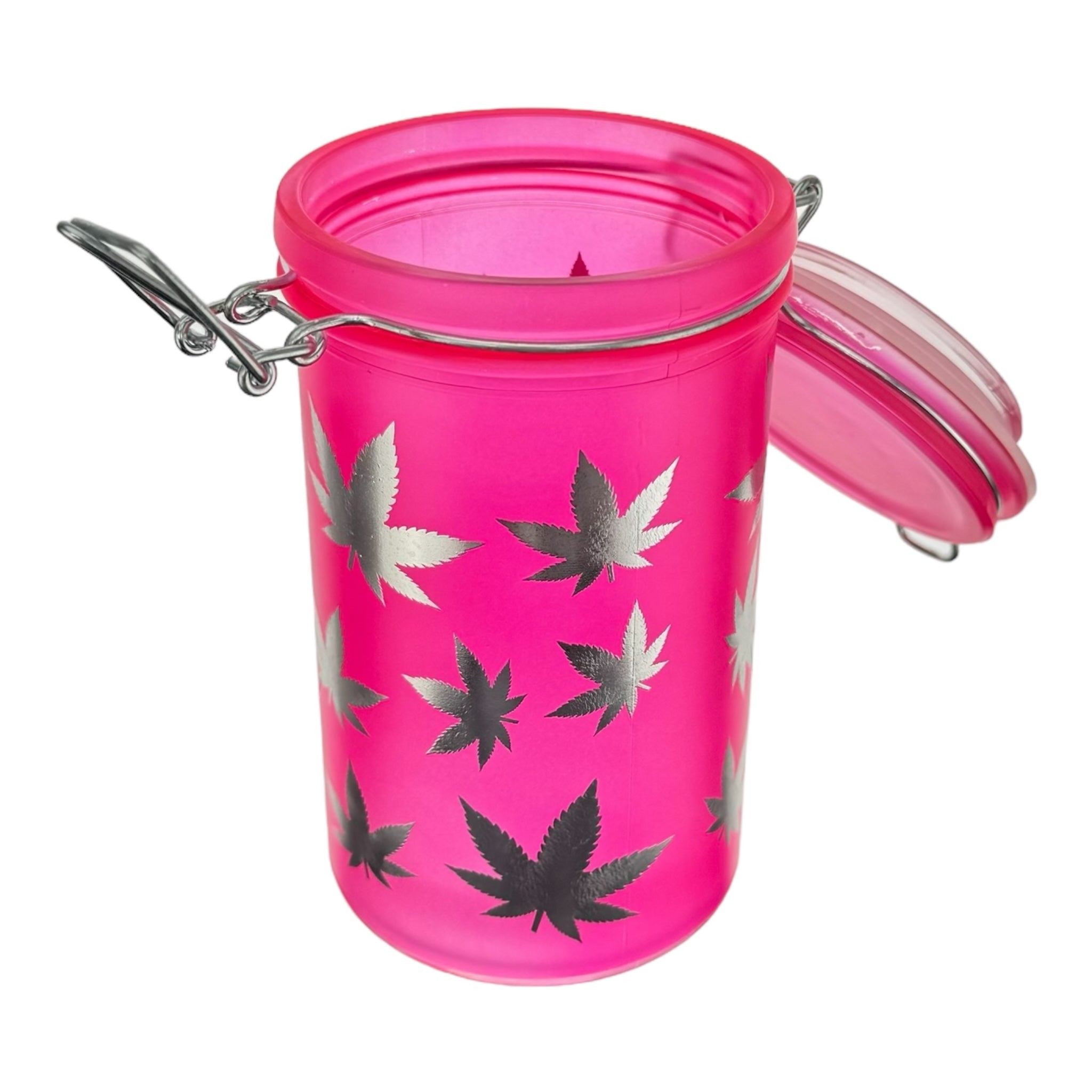 Pink Jar With Weed Leaves Large for sale