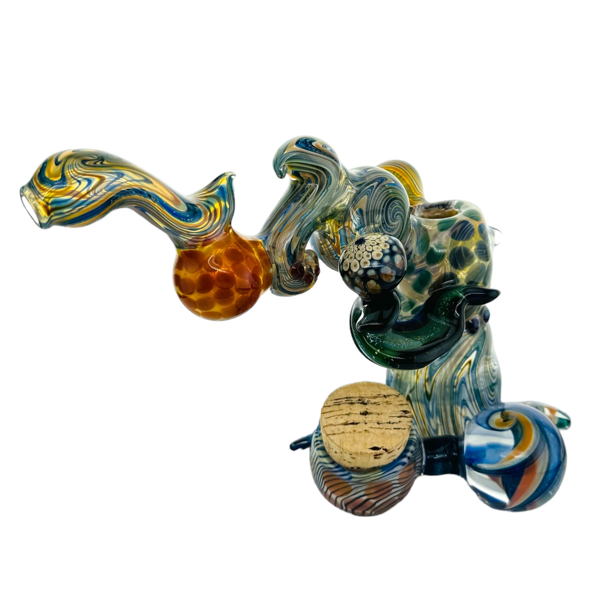 Large Heady push bowl Bubbler With linework Sections And Stash Jar for sale