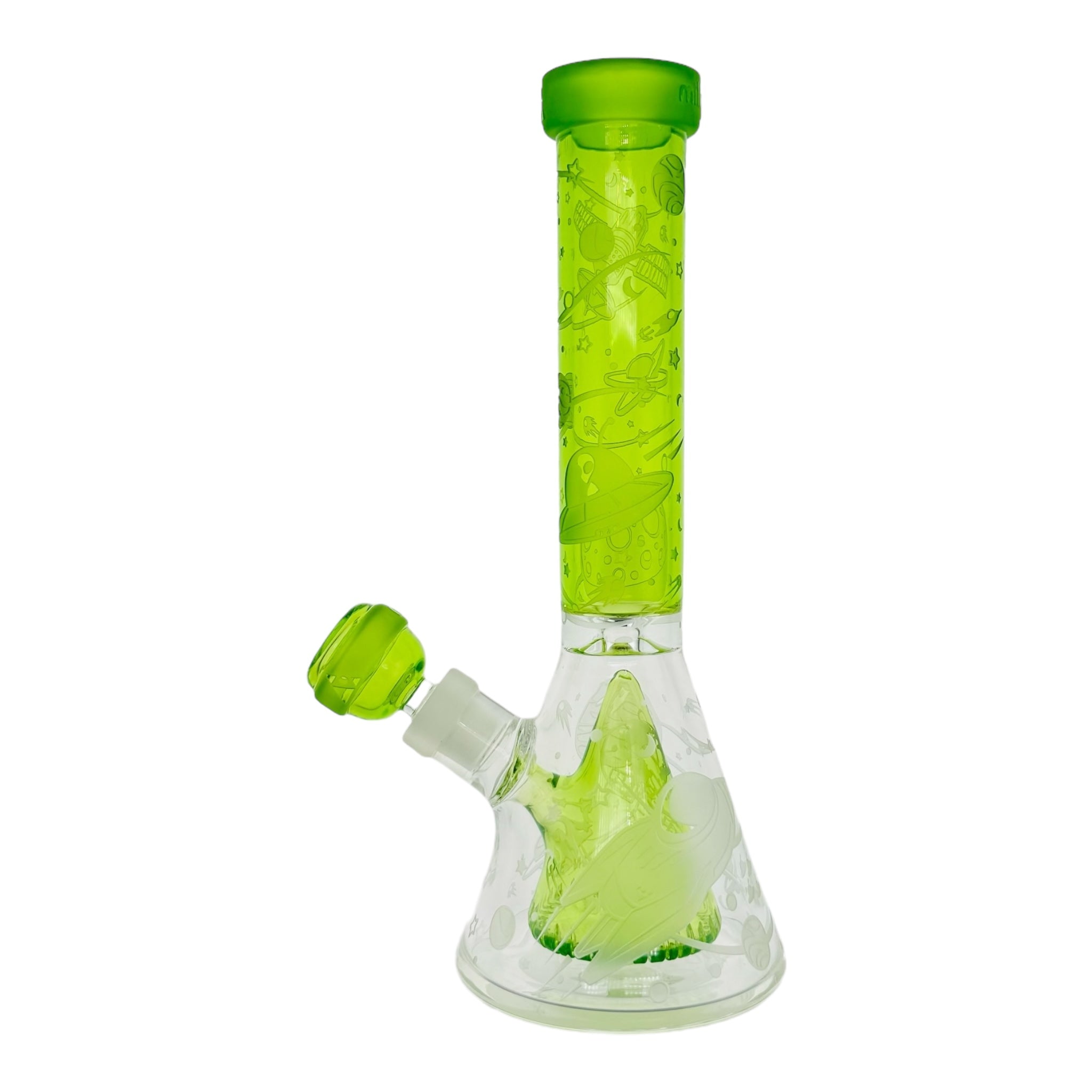 Milkyway Glass - Space Odyssey In 3D 11″ Beaker Bong With Collins Perc Green