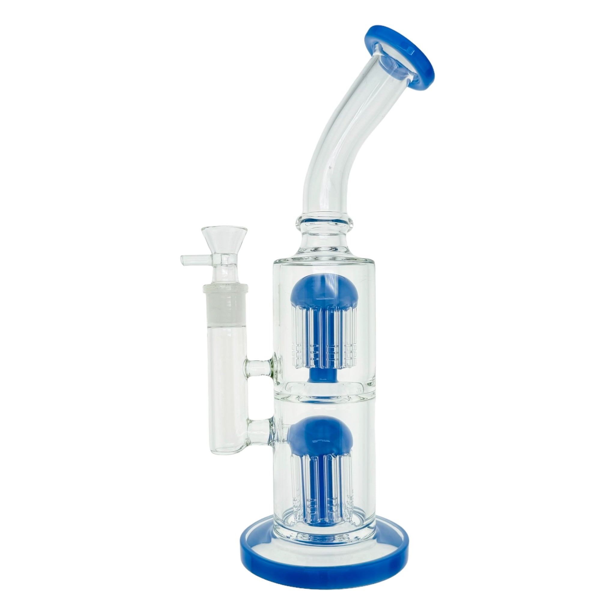 13 Inch Milky Blue Inline Bong With Double Tree Percs