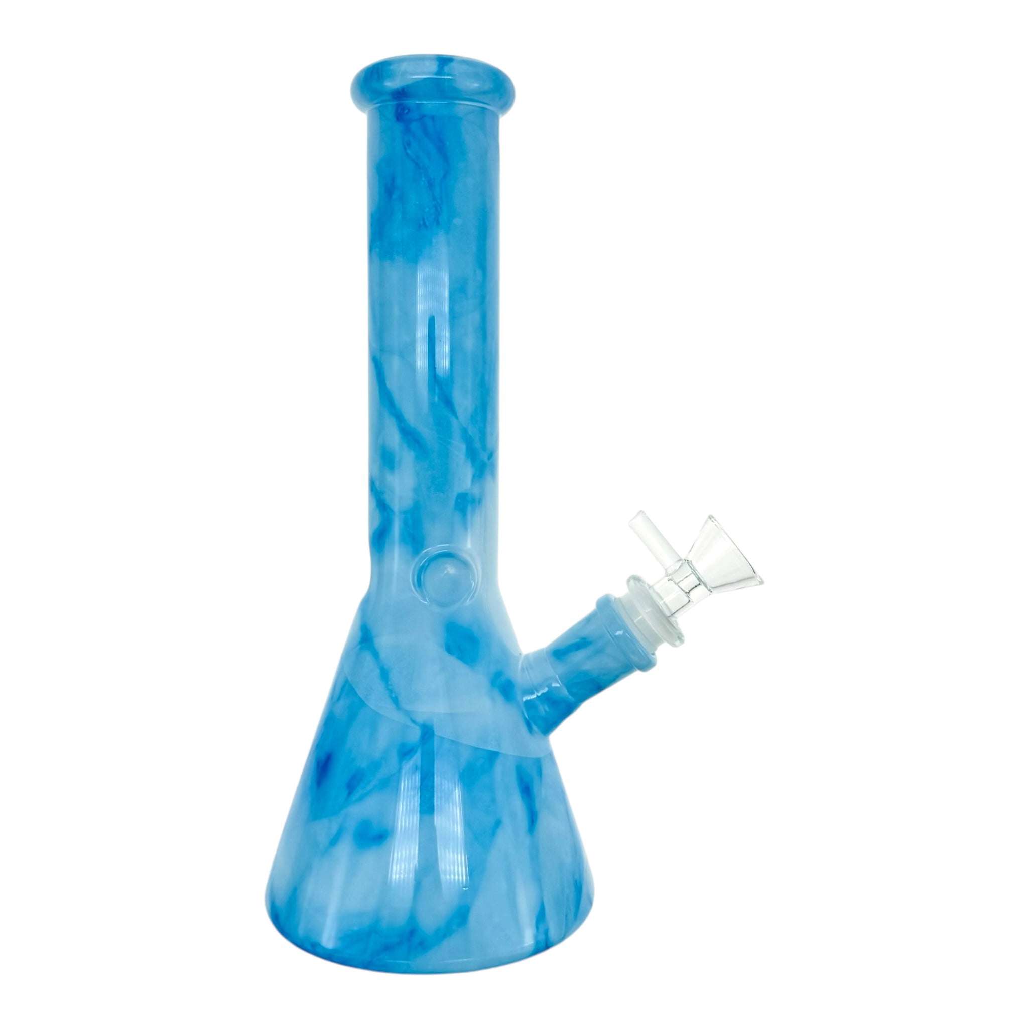 Blue Mystic Marble Beaker Base Glass Bong 10 Inch