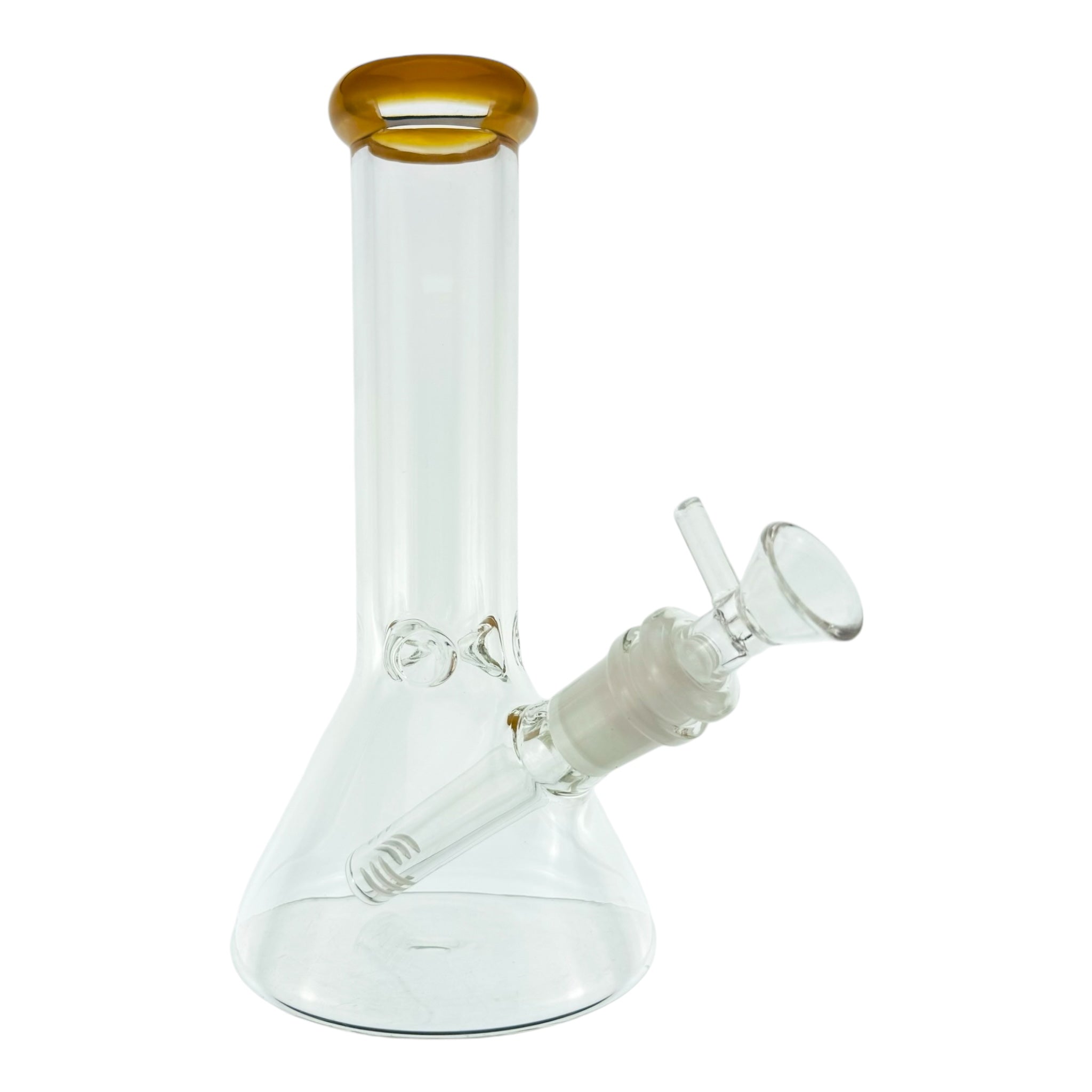 8 Inch Clear Beaker Bong With Sunburst Orange Color Lip