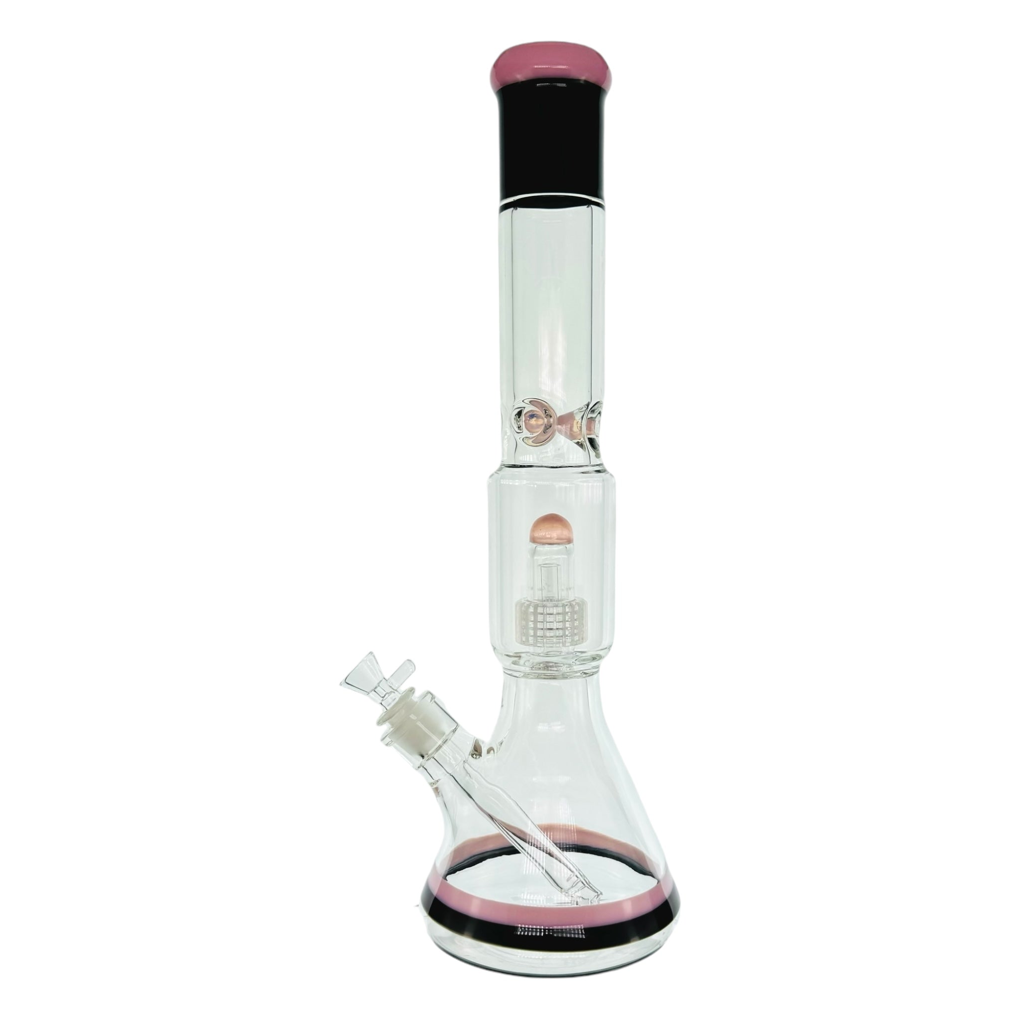 Extra Thick 17 Inch Pink And Black Bong With Multi Slit Disc Perc