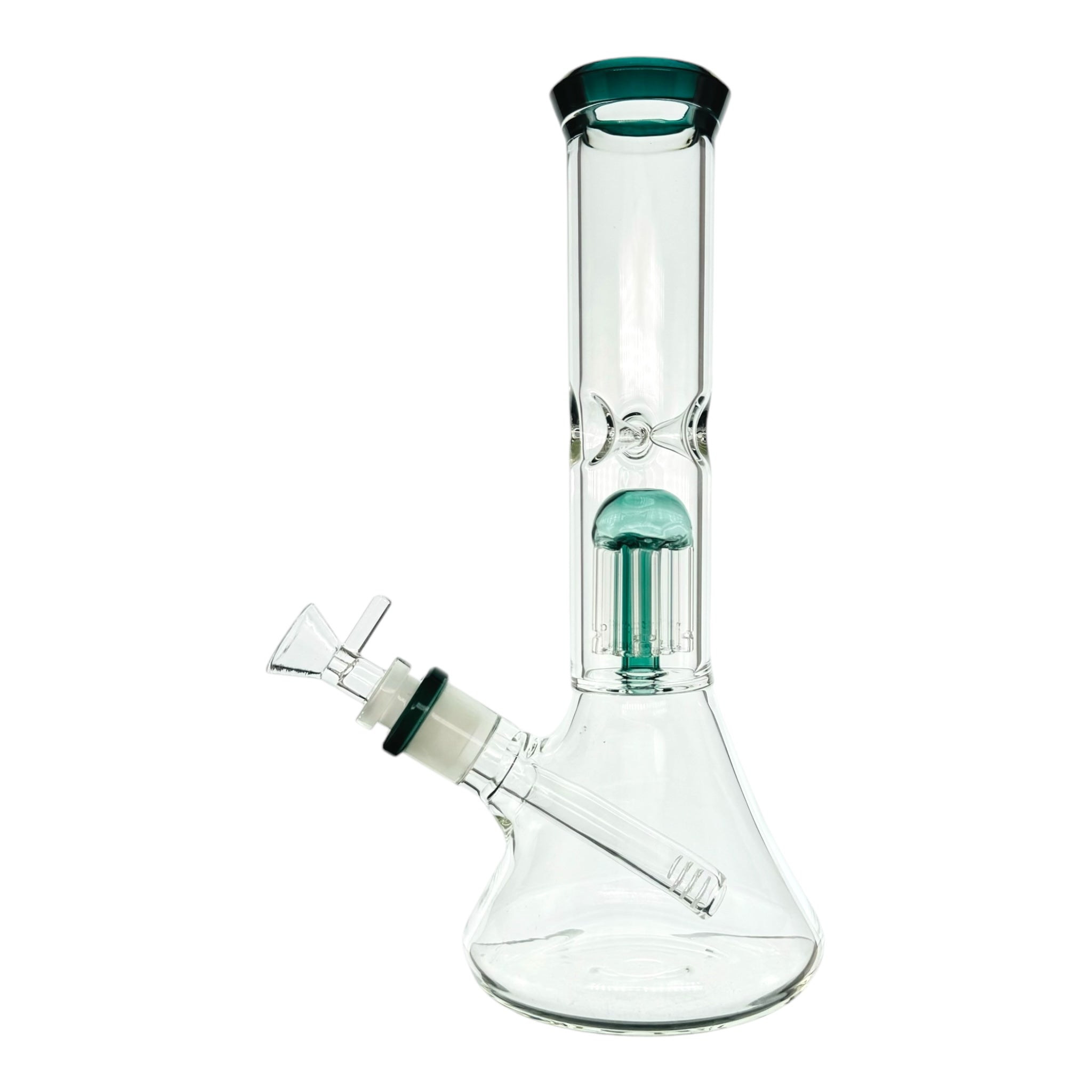 Clear Beaker Bong With Lake Green Tree Perc And Mouthpiece