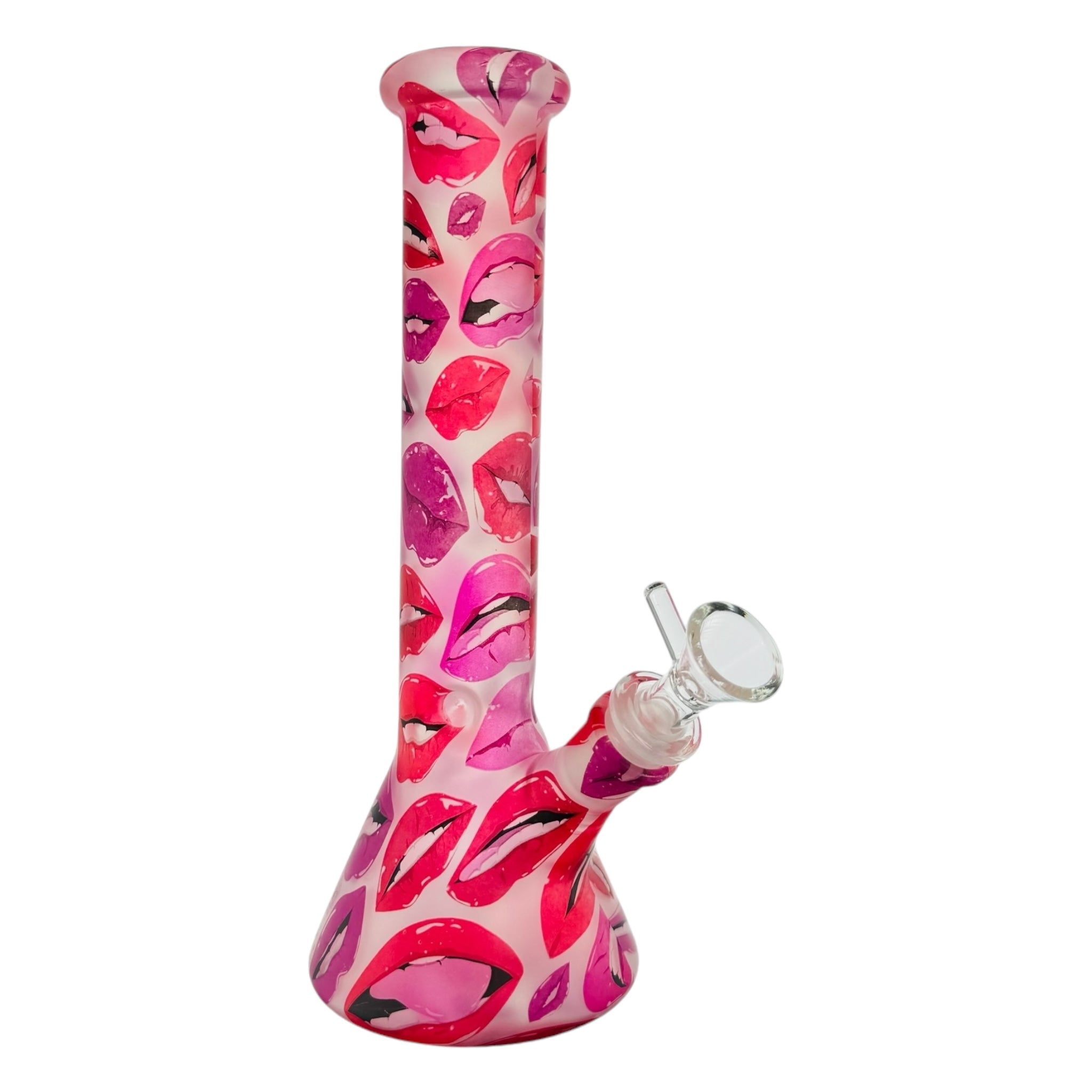 Pink And Red Kisses Glass Beaker Bong 10 Inch