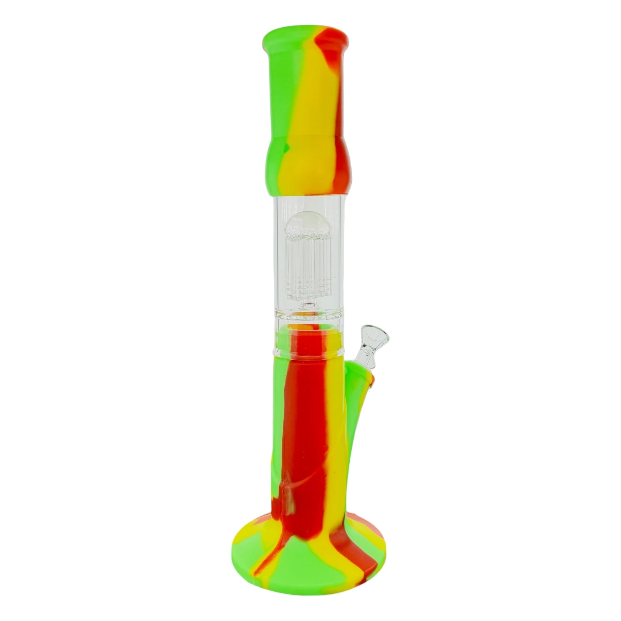 Rasta Silicone Straight Tube With Glass Tree Perc 14 Inches