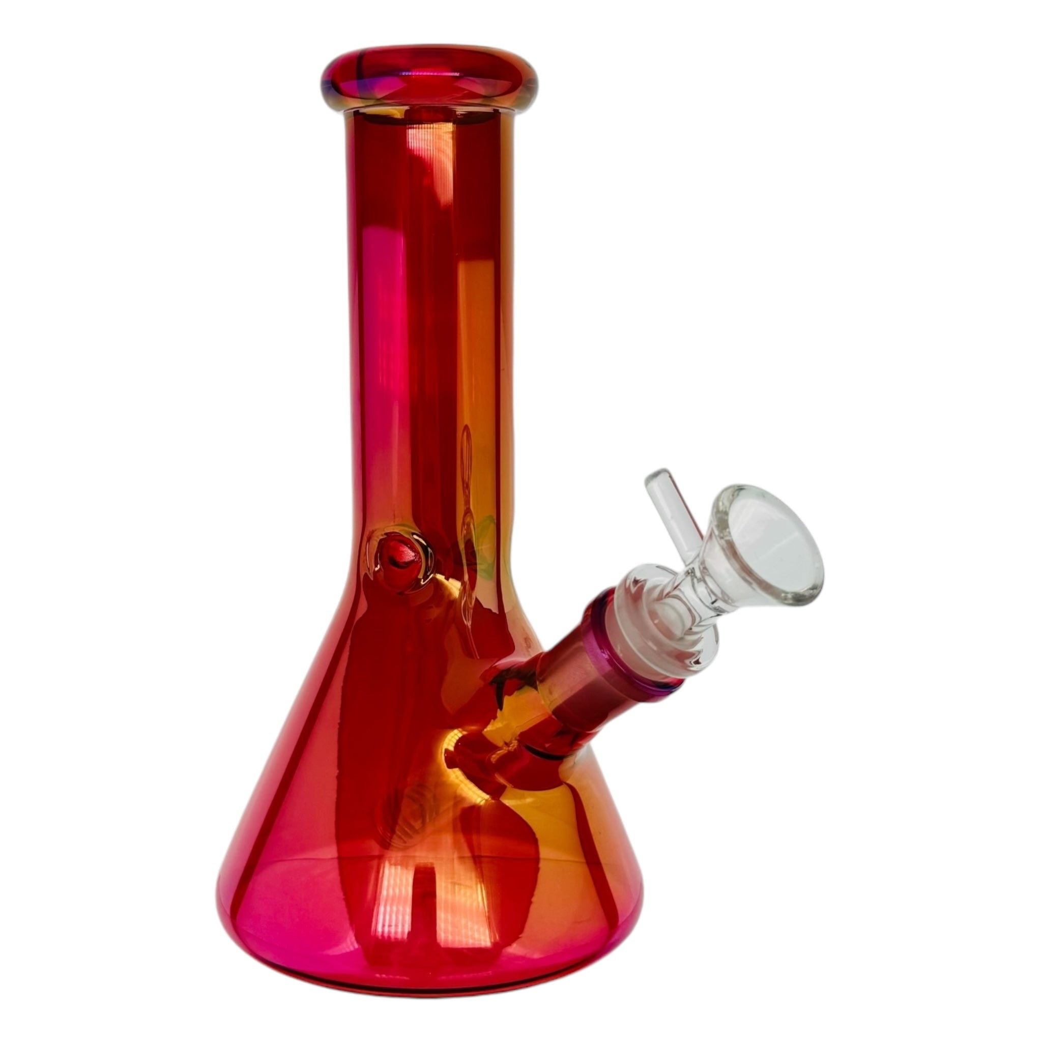 8 Inch Cherry Red Metallic Beaker Bong