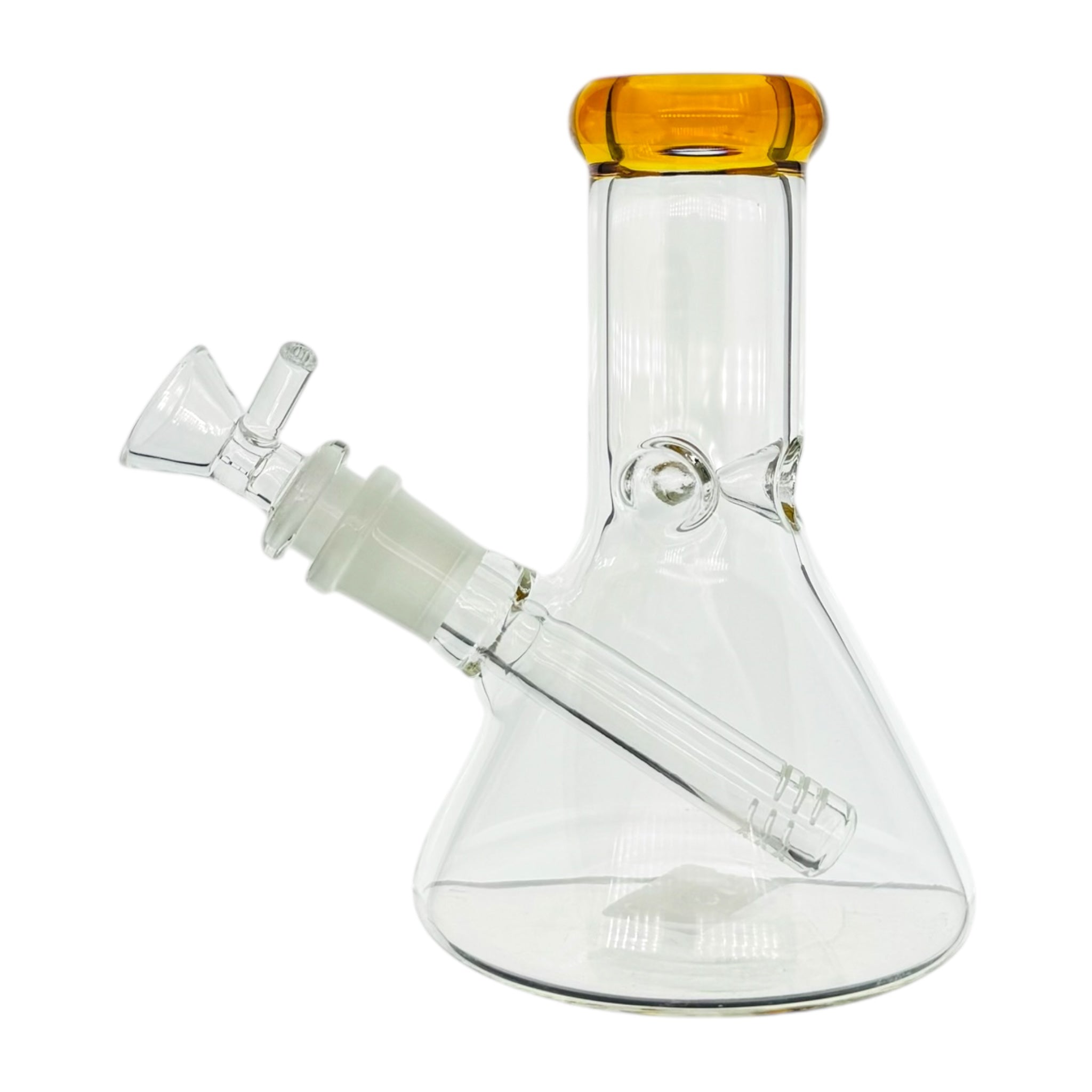 6 Inch Clear Beaker Bong With Amber Brown Color Lip