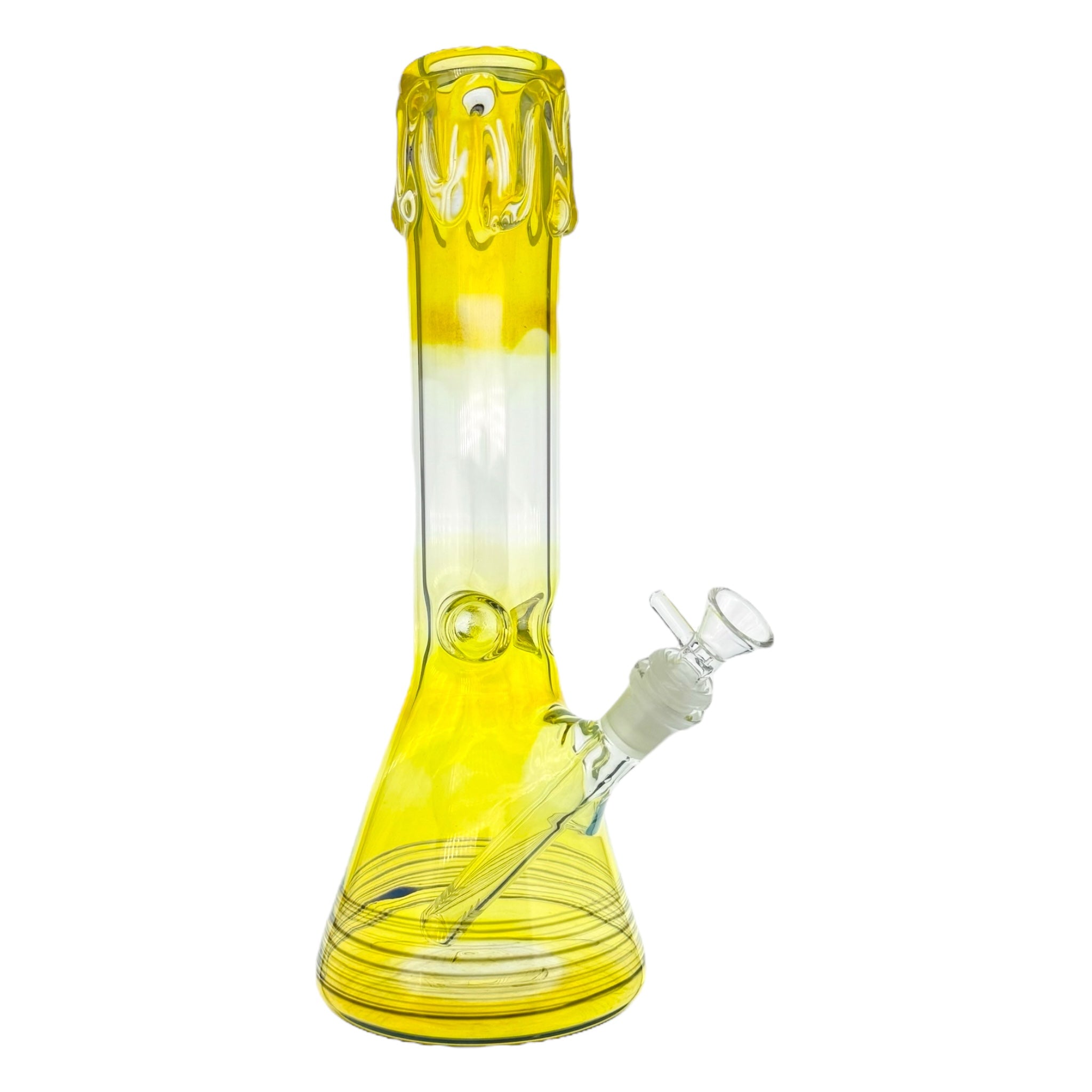 Fumed 12 Inch Beaker Base Bong With Color Spiral Wrap Base