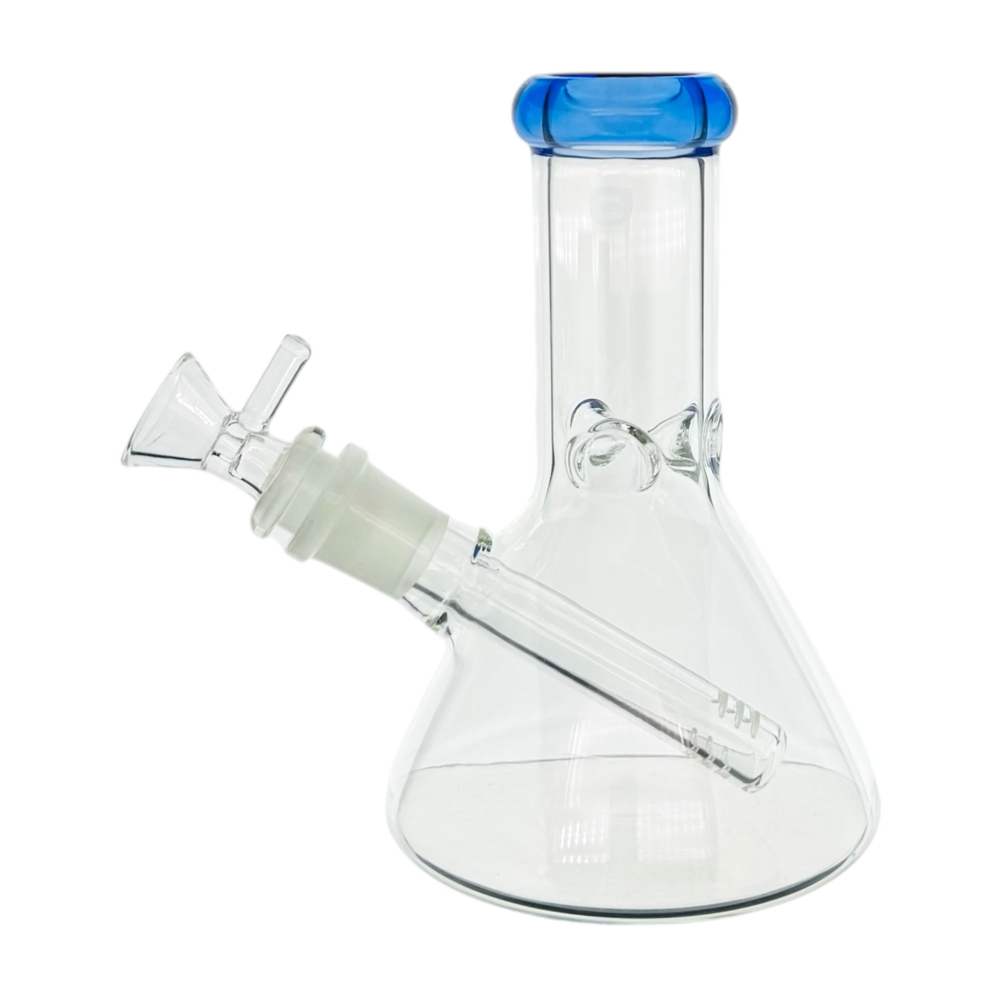 6 Inch Clear Beaker Bong With Blue Color Lip