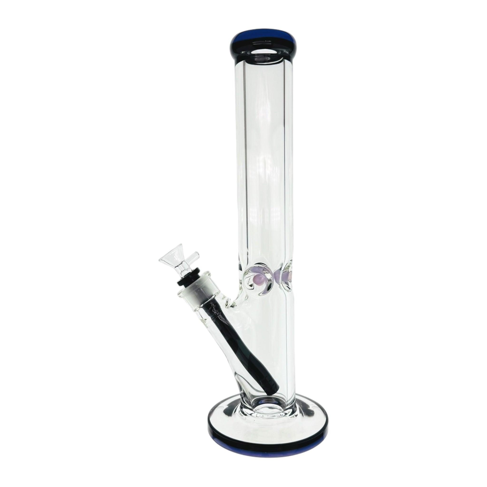 9mm Thick Purple And Black Two Tone Straught Tube Bong 14 Inch