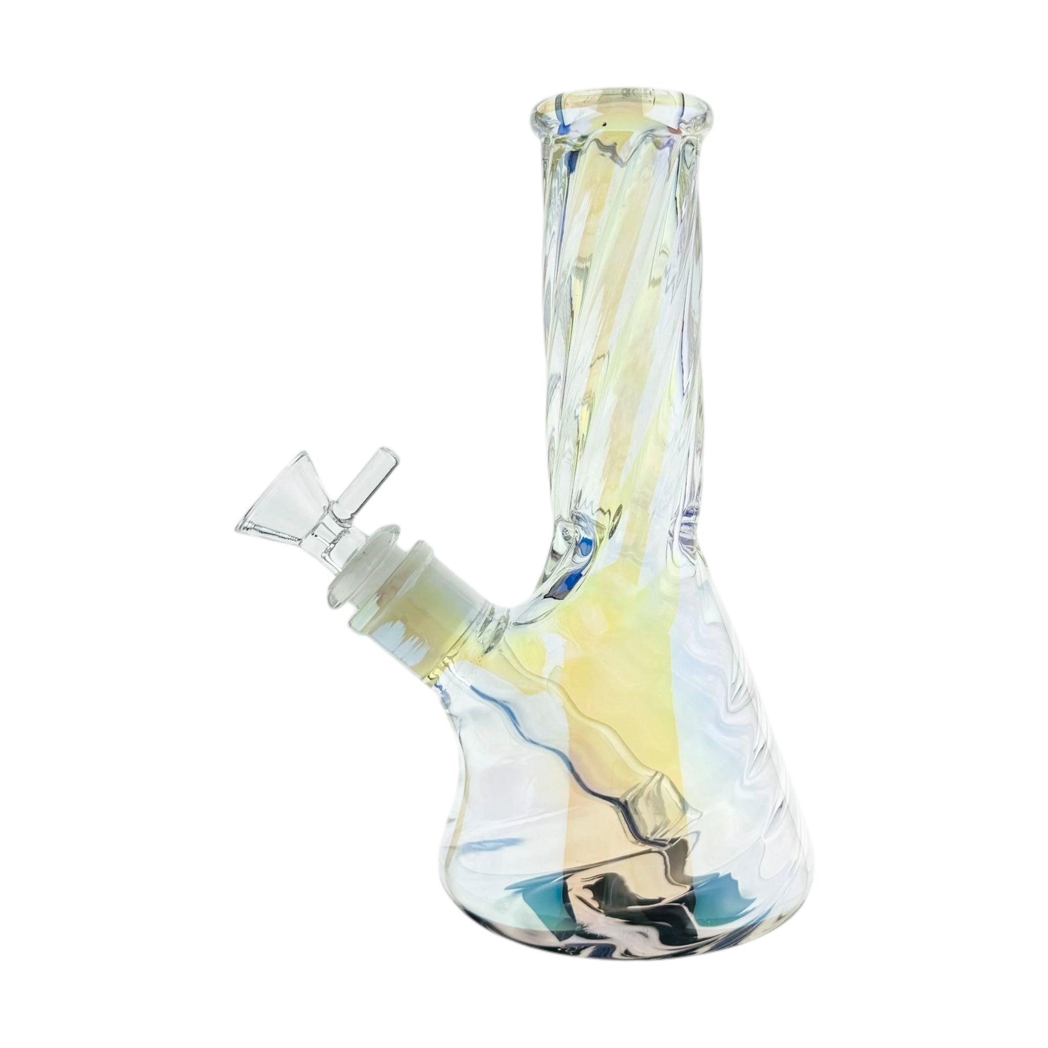 8 Inch Pearlescent Metallic Beaker Bong With Twisted Neck