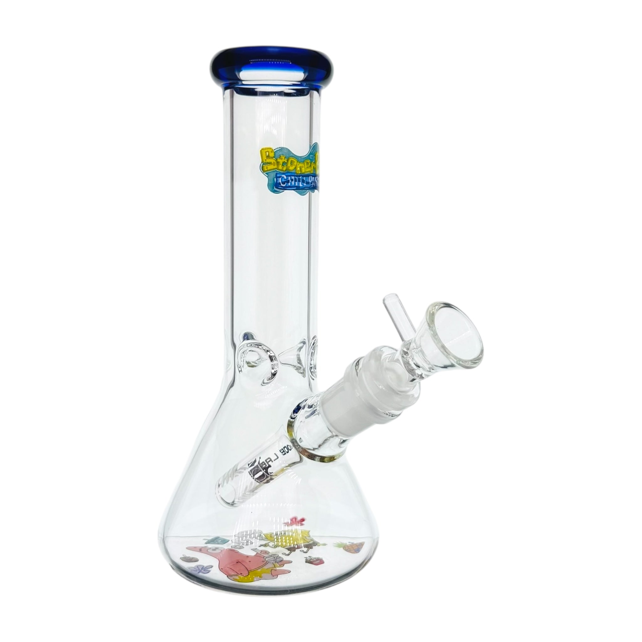 small 8 inch glass beaker bong with stoner sponge bob square pants and patrick star theme 