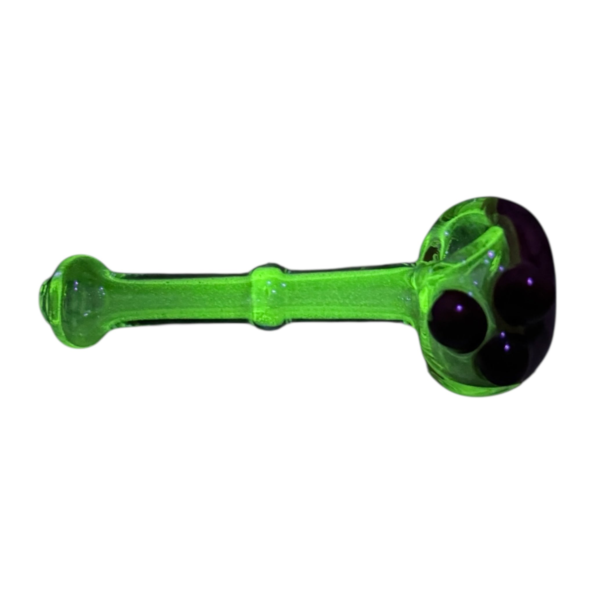UV Reactive Glass Hand Pipe With Red Dot Stack End