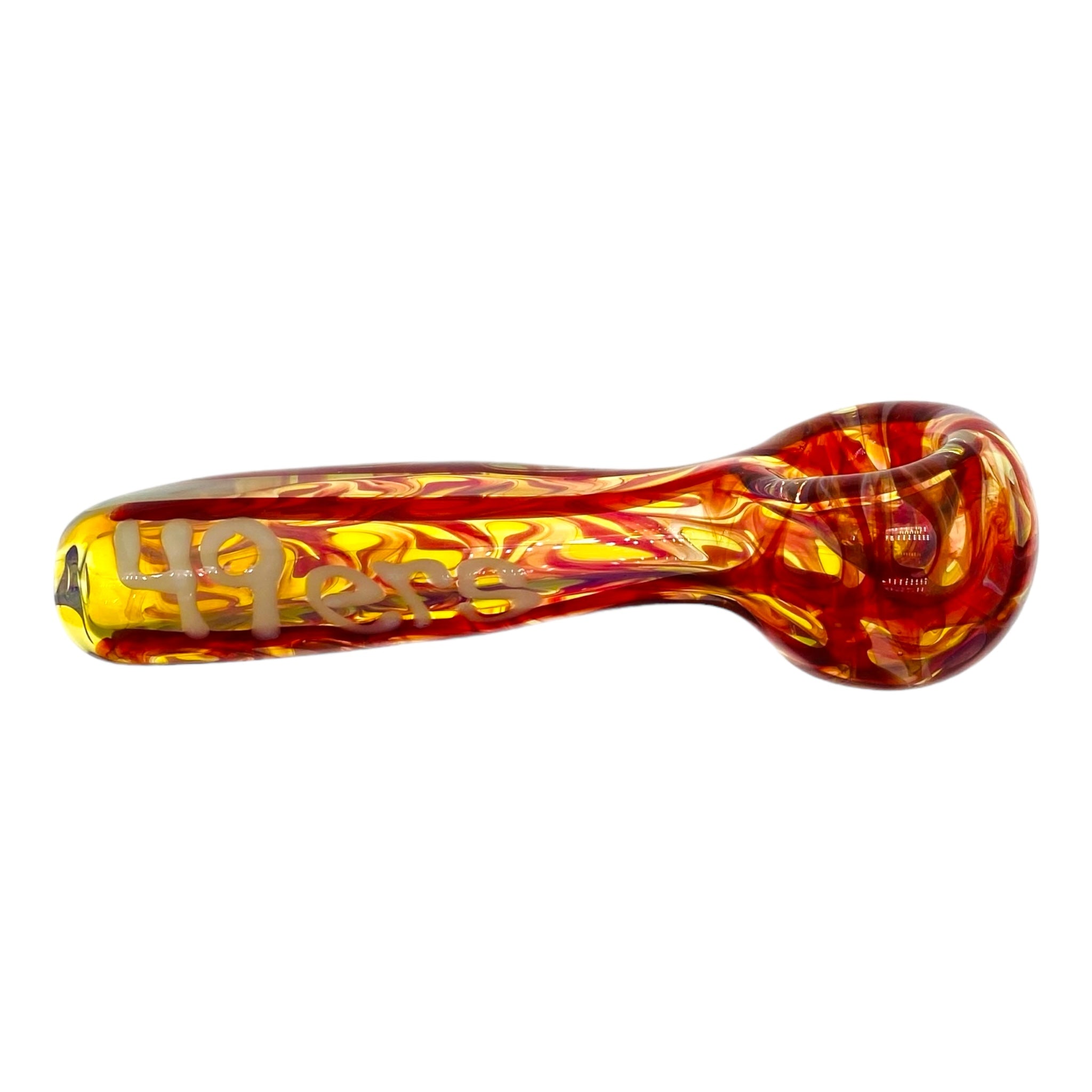 49ers Glass Hand Pipe With Red Wrap And Rake