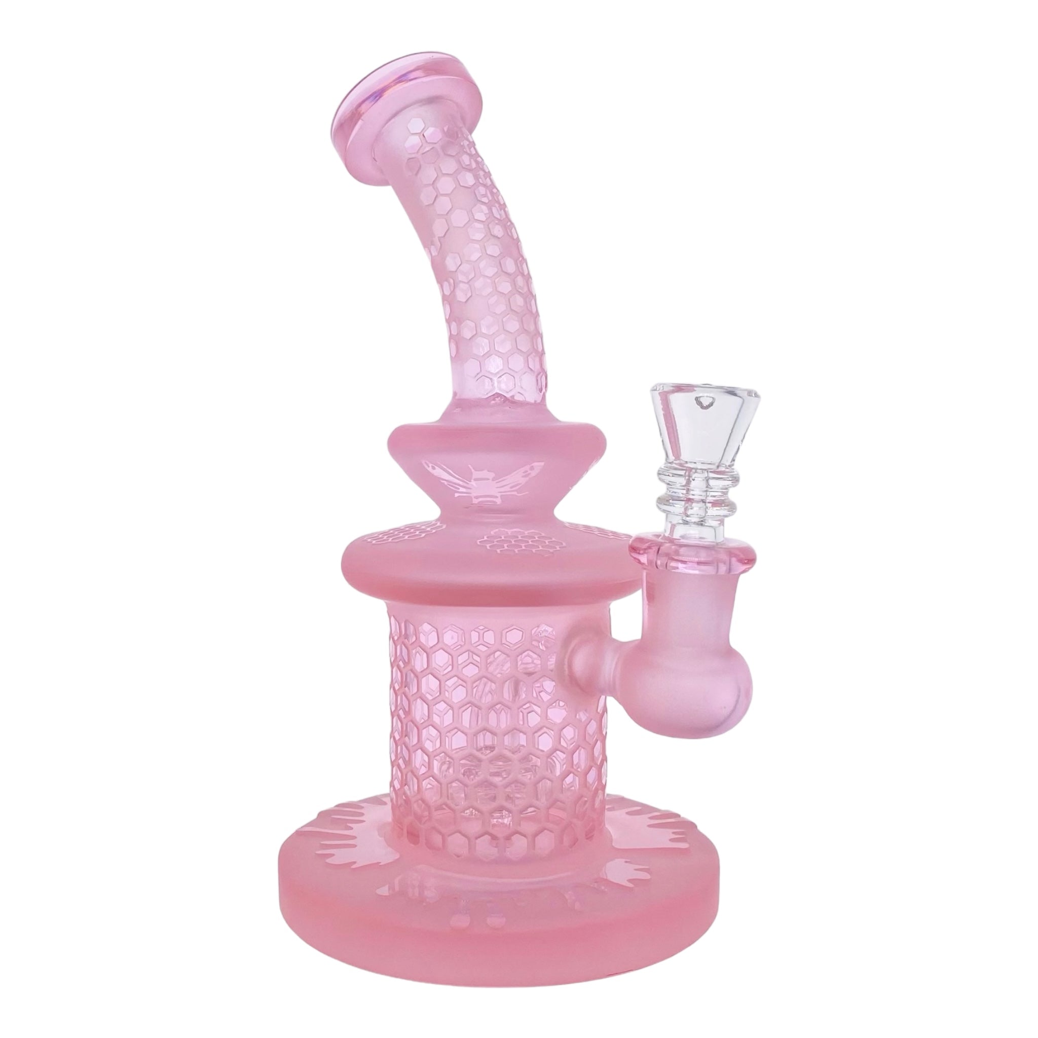 cute and girly Pink Bubbler Bong With Sandblasted Honeycomb for sale