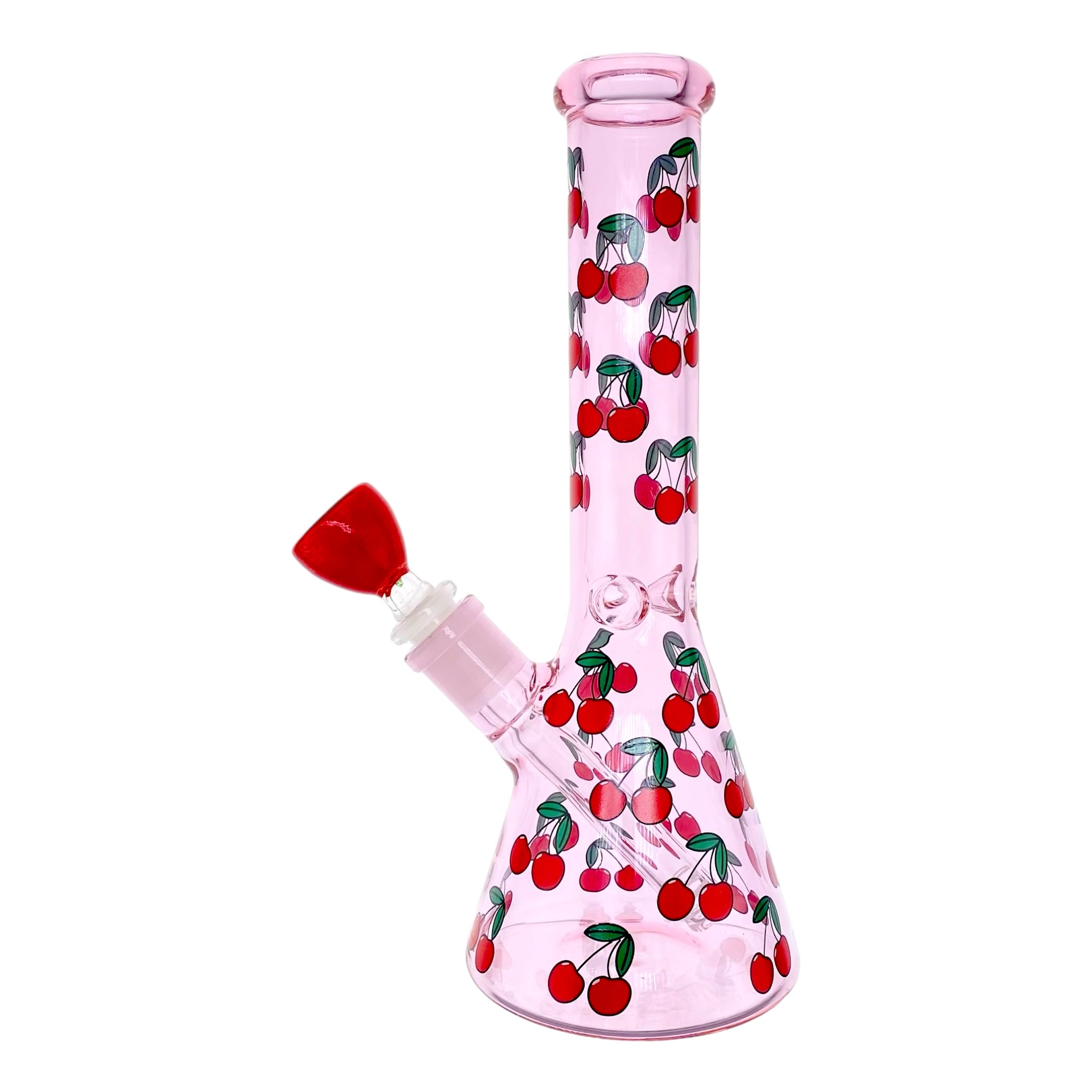 small pink bong with cherries