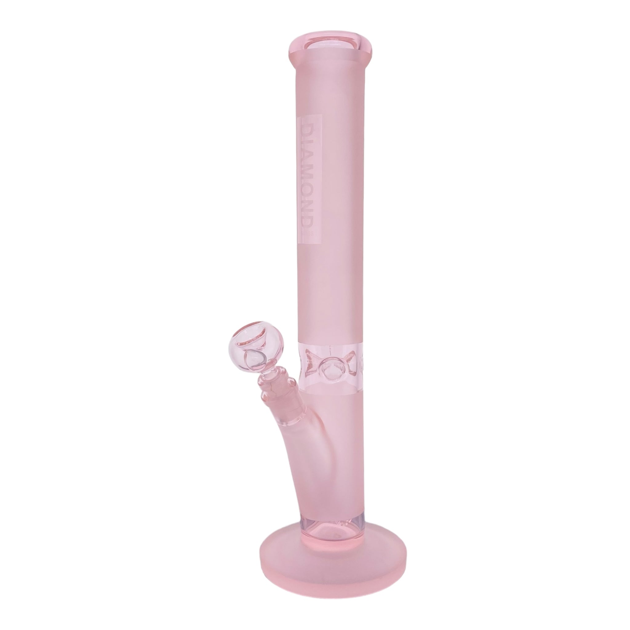 Diamond Glass Pink Straight Tube Bong 16 Inches
