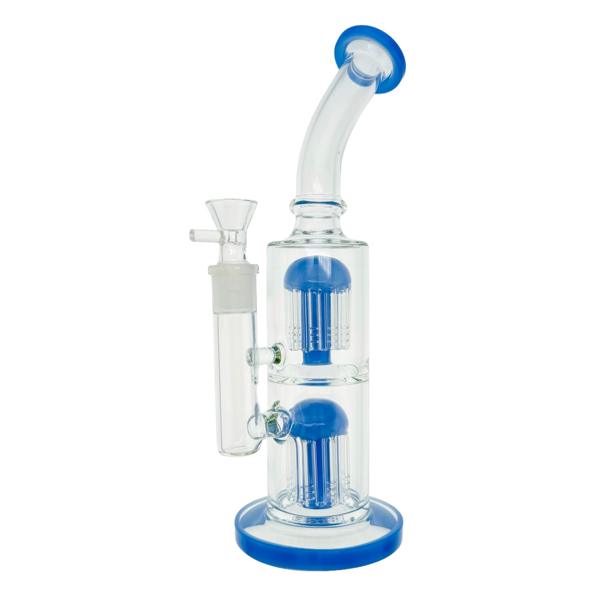 13 Inch Milky Blue Inline Bong With Double Tree Percs