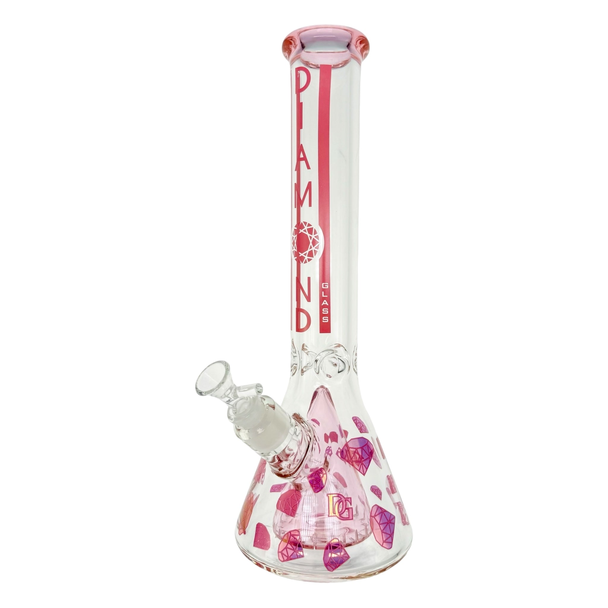 Diamond Glass - Pink Diamond 14″ Beaker Bong With Collins Perc