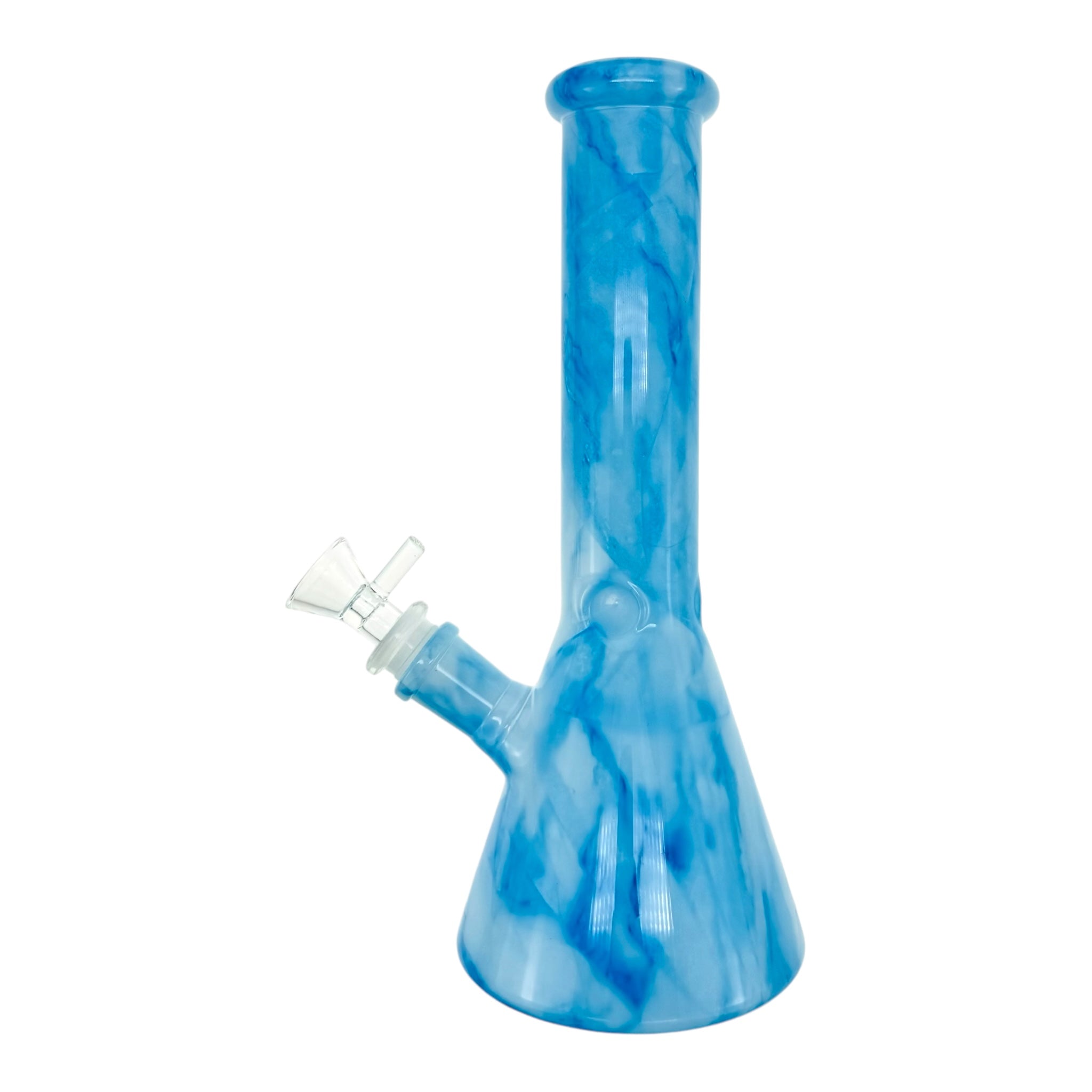 Blue Mystic Marble Beaker Base Glass Bong 10 Inch