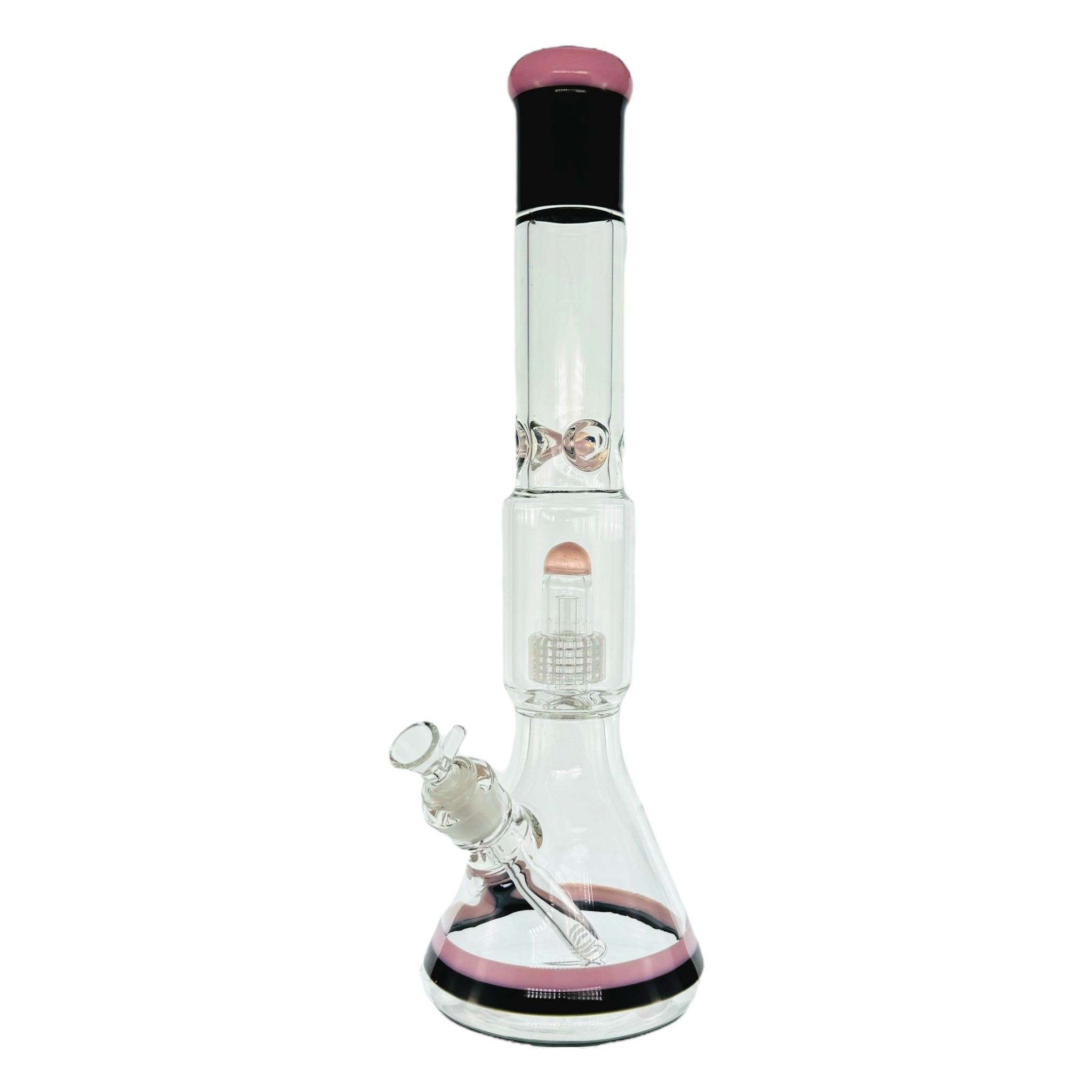 Extra Thick 17 Inch Pink And Black Bong With Multi Slit Disc Perc