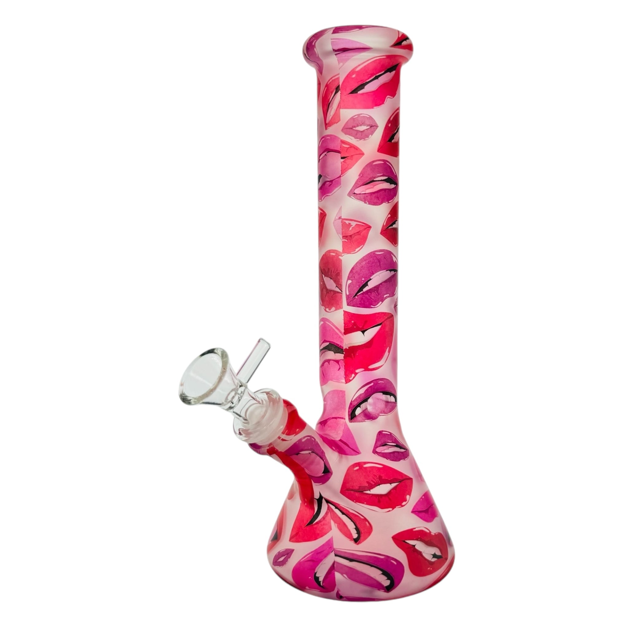 Pink And Red Kisses Glass Beaker Bong 10 Inch