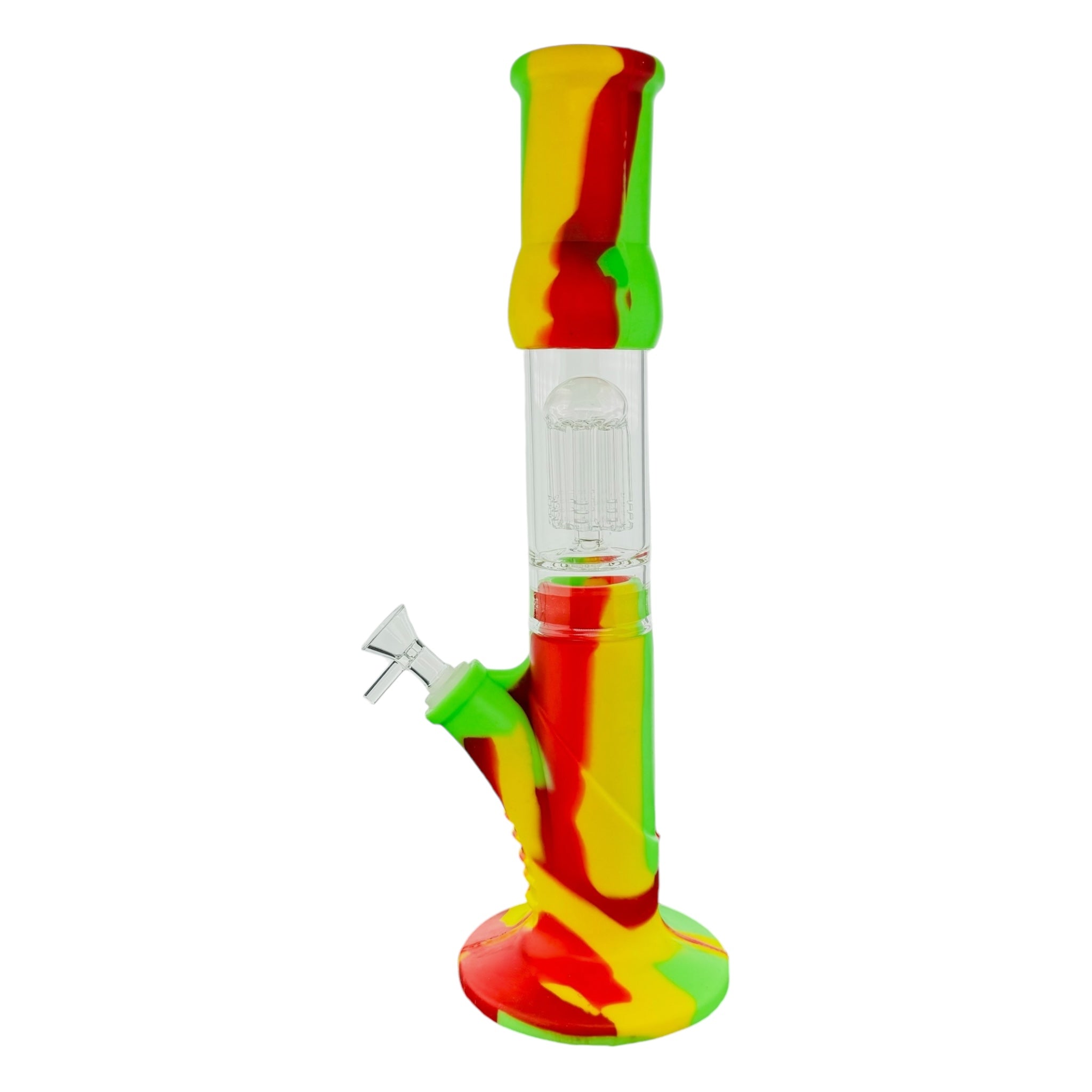 Rasta Silicone Straight Tube With Glass Tree Perc 14 Inches