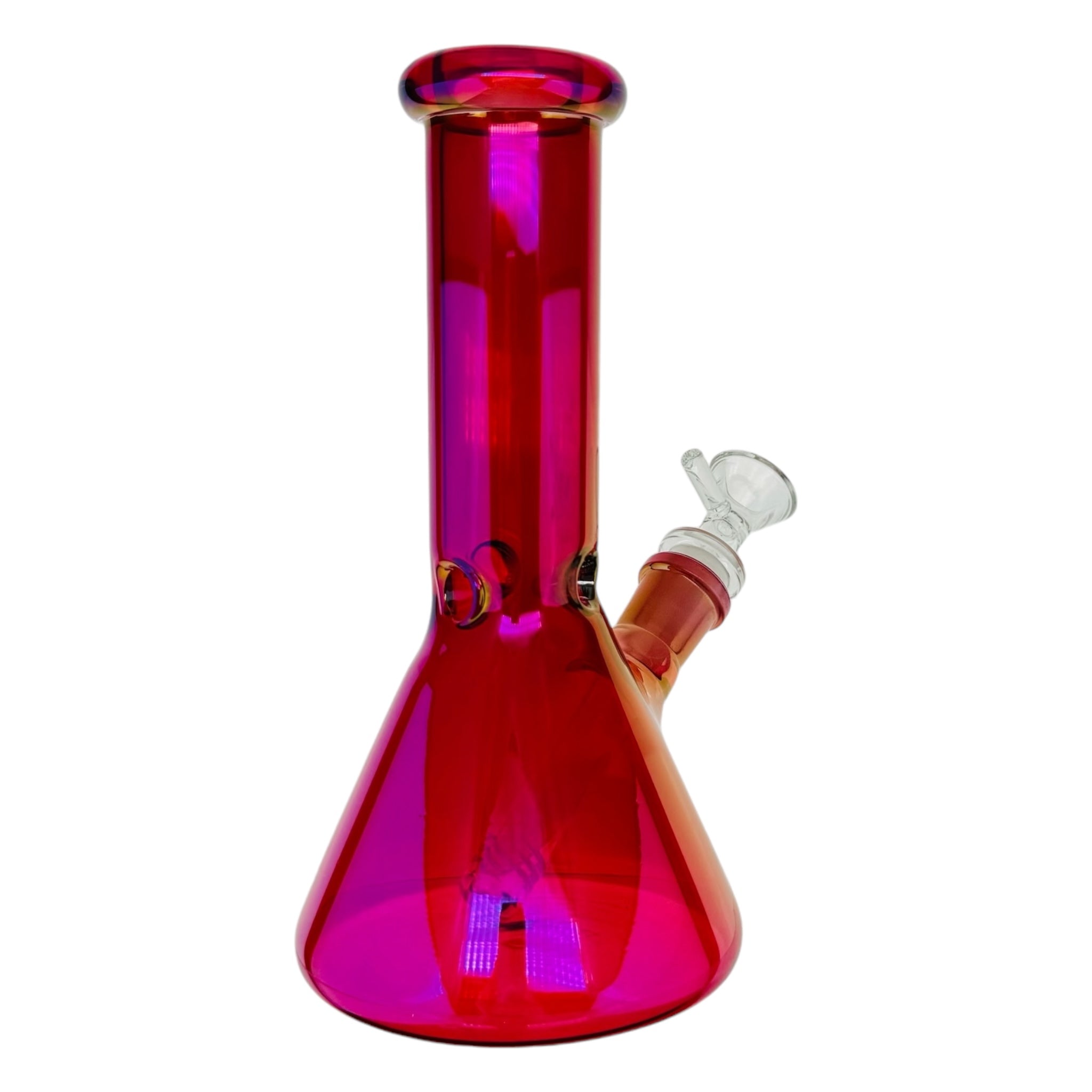 8 Inch Cherry Red Metallic Beaker Bong