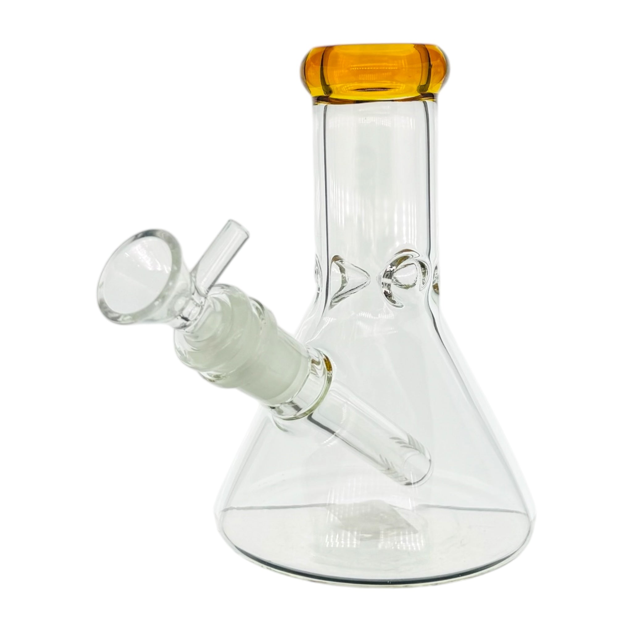 6 Inch Clear Beaker Bong With Amber Brown Color Lip