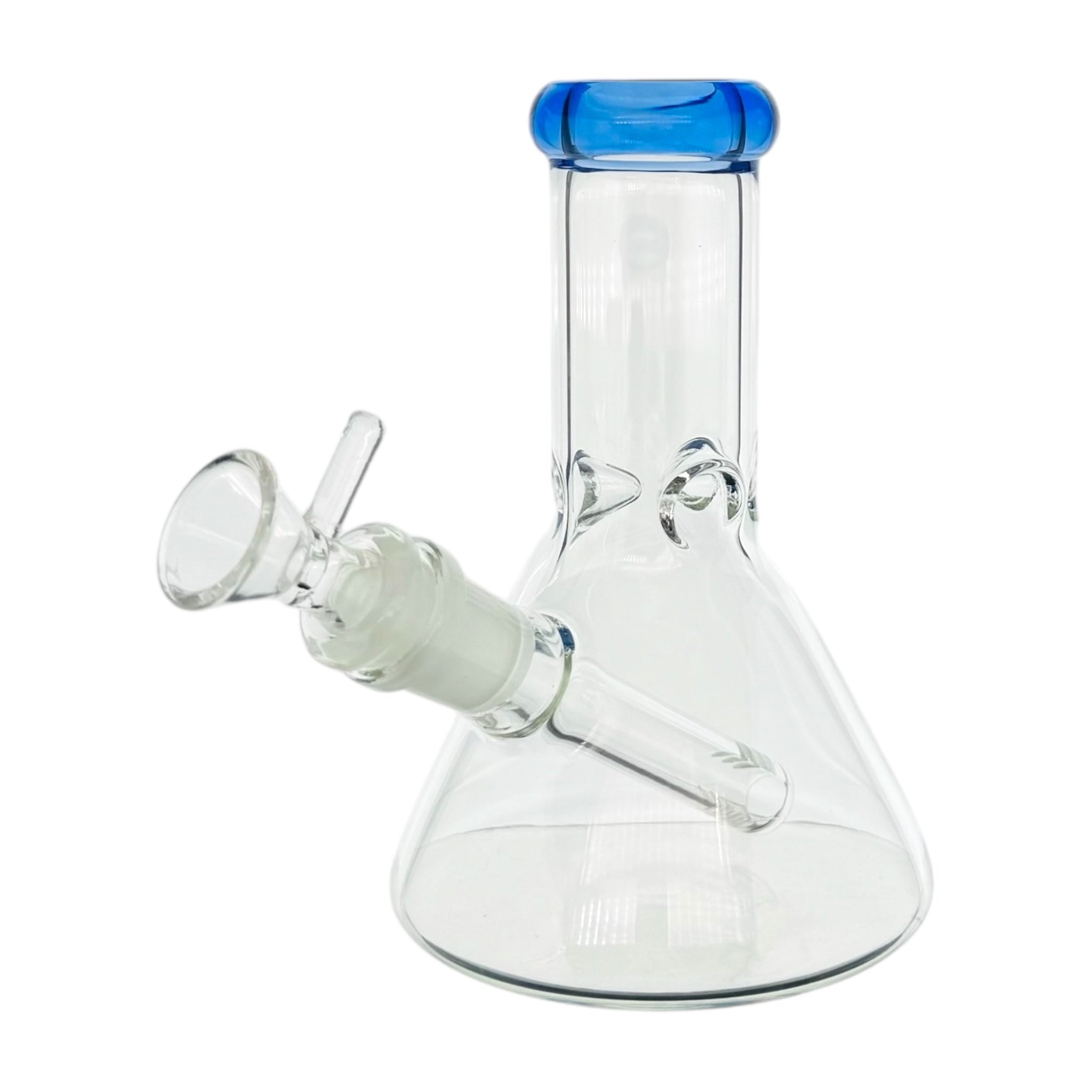 6 Inch Clear Beaker Bong With Blue Color Lip