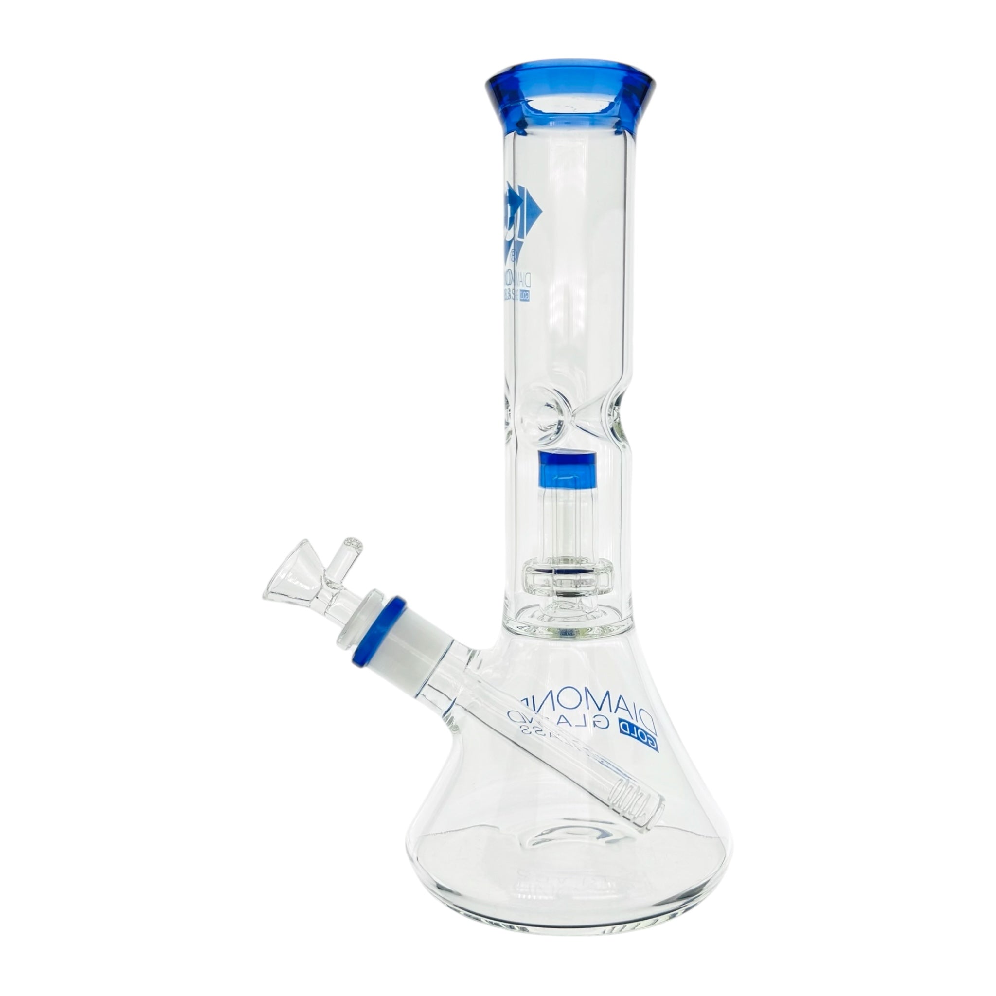 Diamond Glass Bong - Blue 11 Inch Beaker Bong With Multi Slit Disc Perc