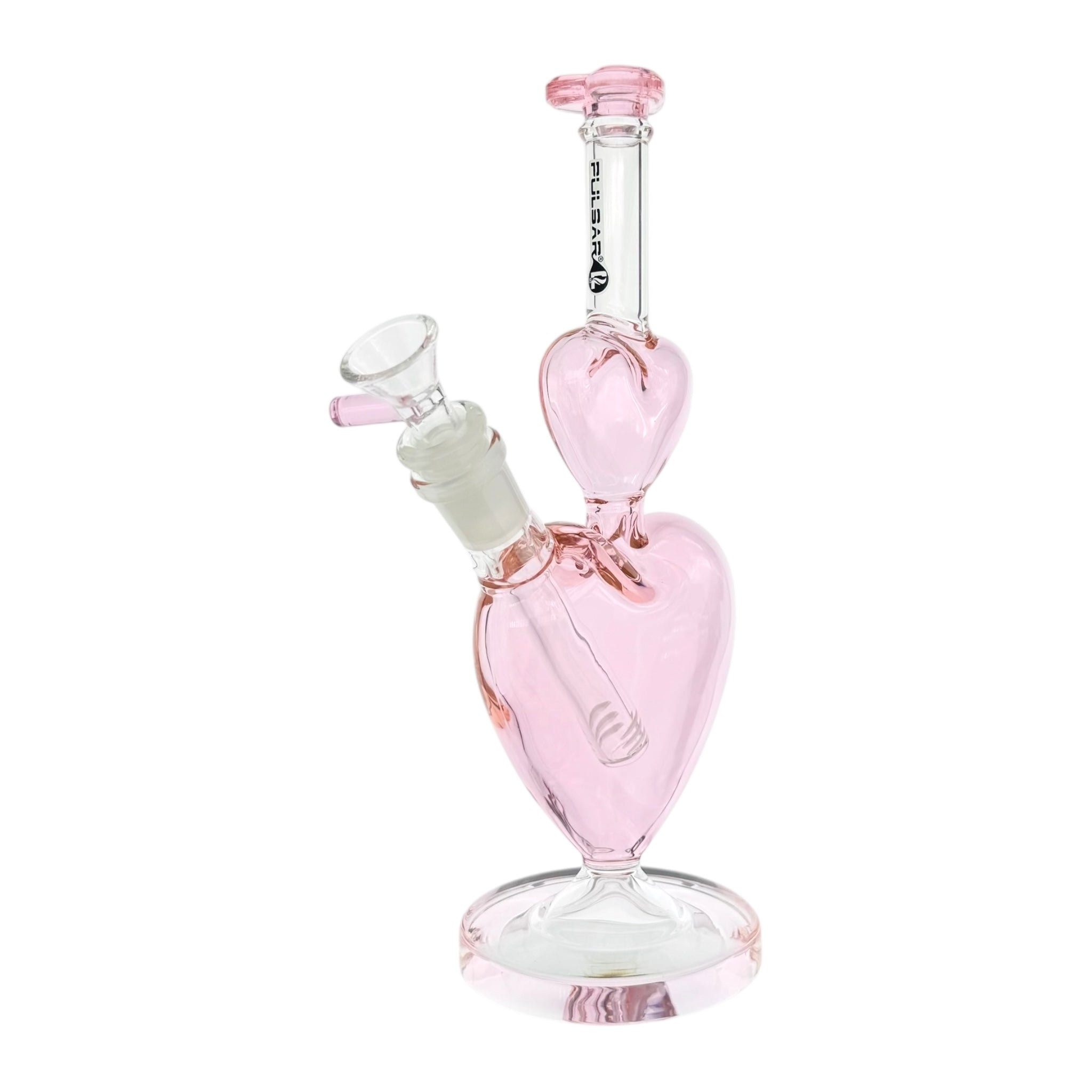 girly Double Pink Heart Bong made by Pulsar Glass 