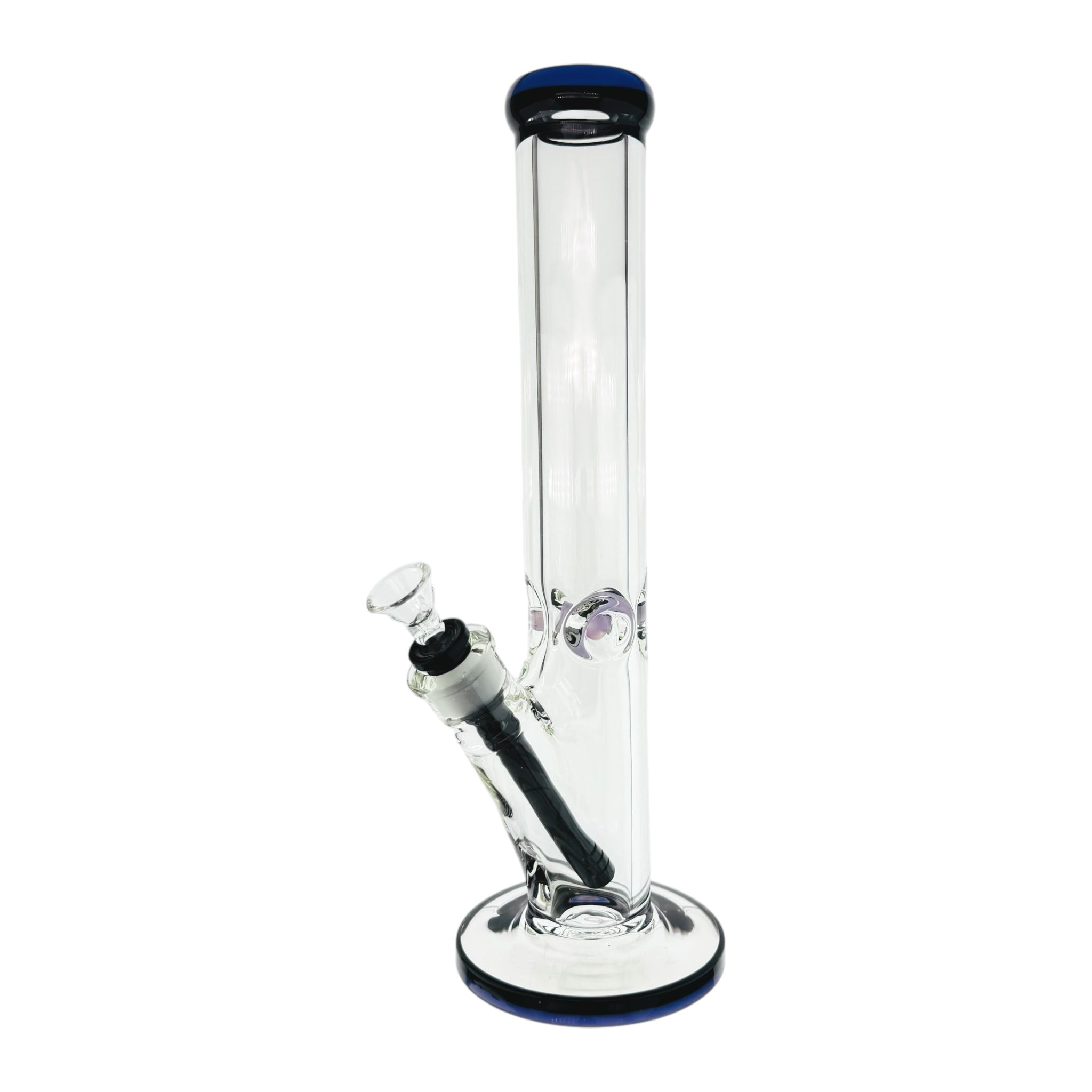 9mm Thick Purple And Black Two Tone Straught Tube Bong 14 Inch