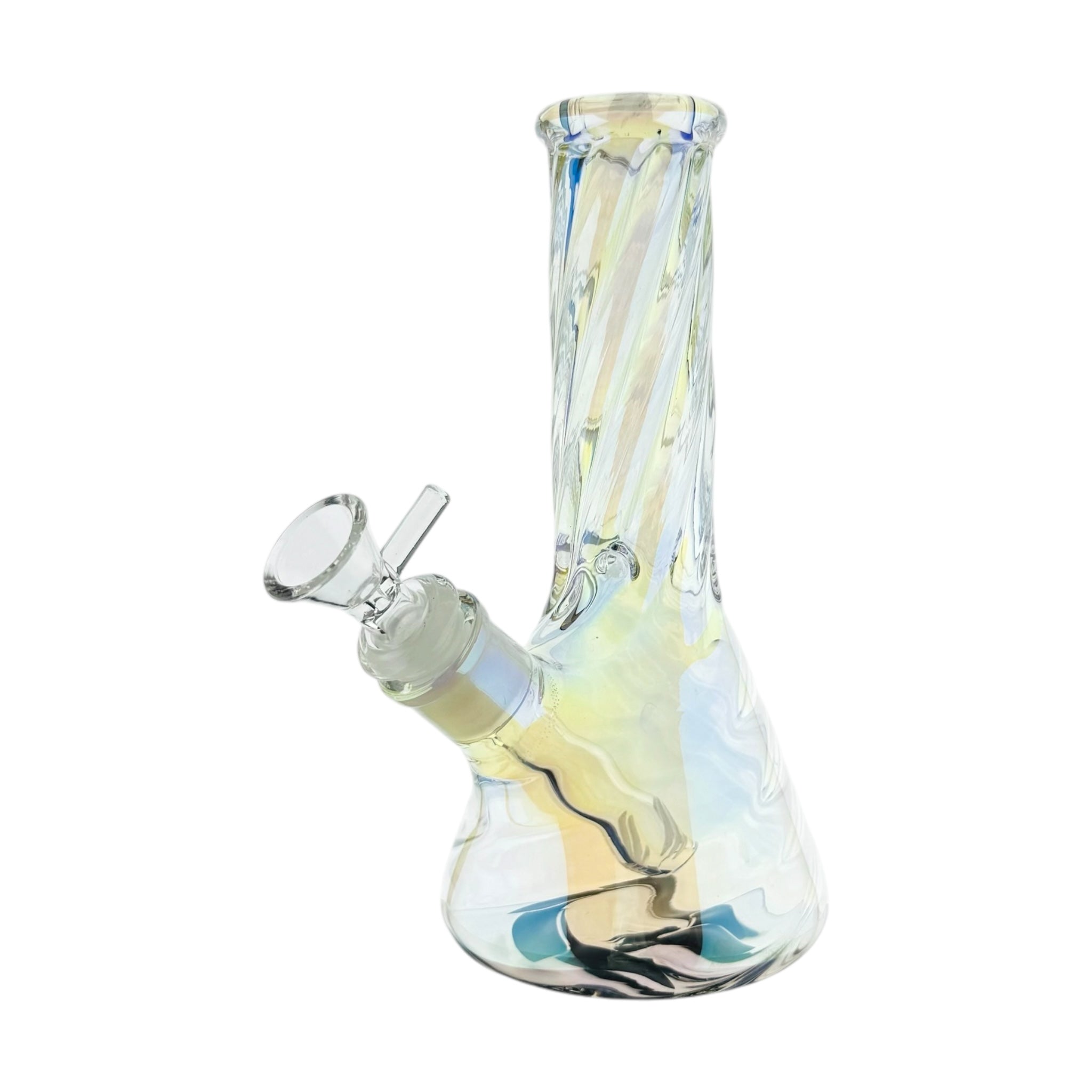 8 Inch Pearlescent Metallic Beaker Bong With Twisted Neck