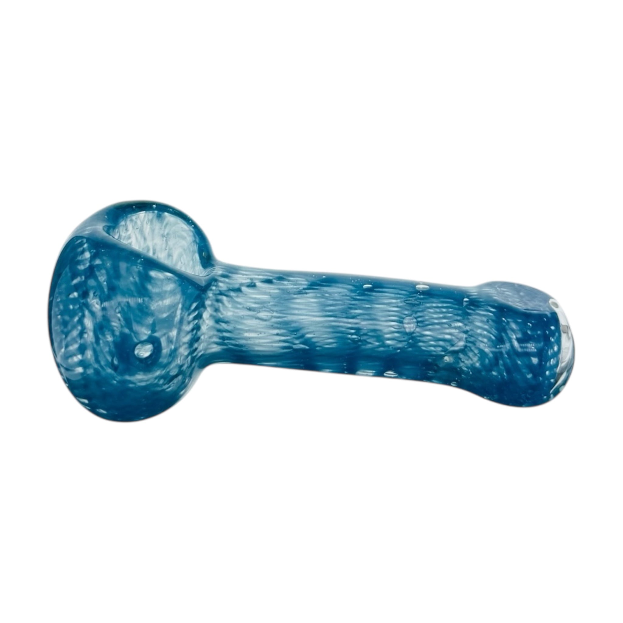 Inside Out Blue Glass Hand Pipe With Flat Mouthpiece