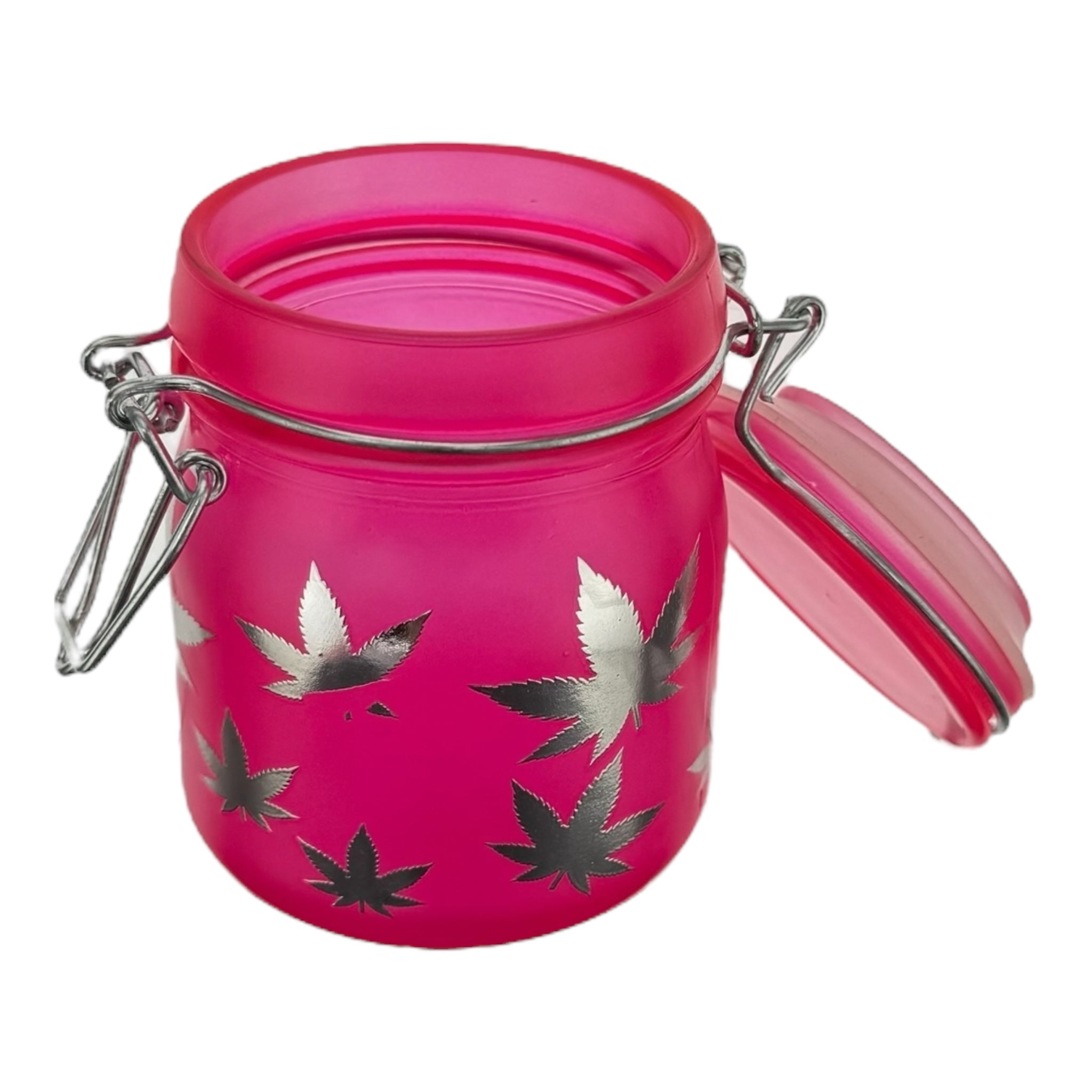 Pink Jar With Weed Leaves Small