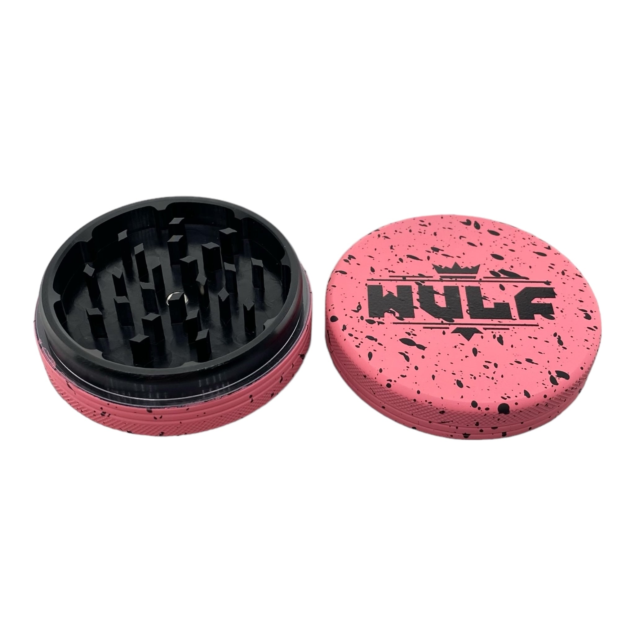 WULF Pink Two Piece Grinder for weed 65mm wide
