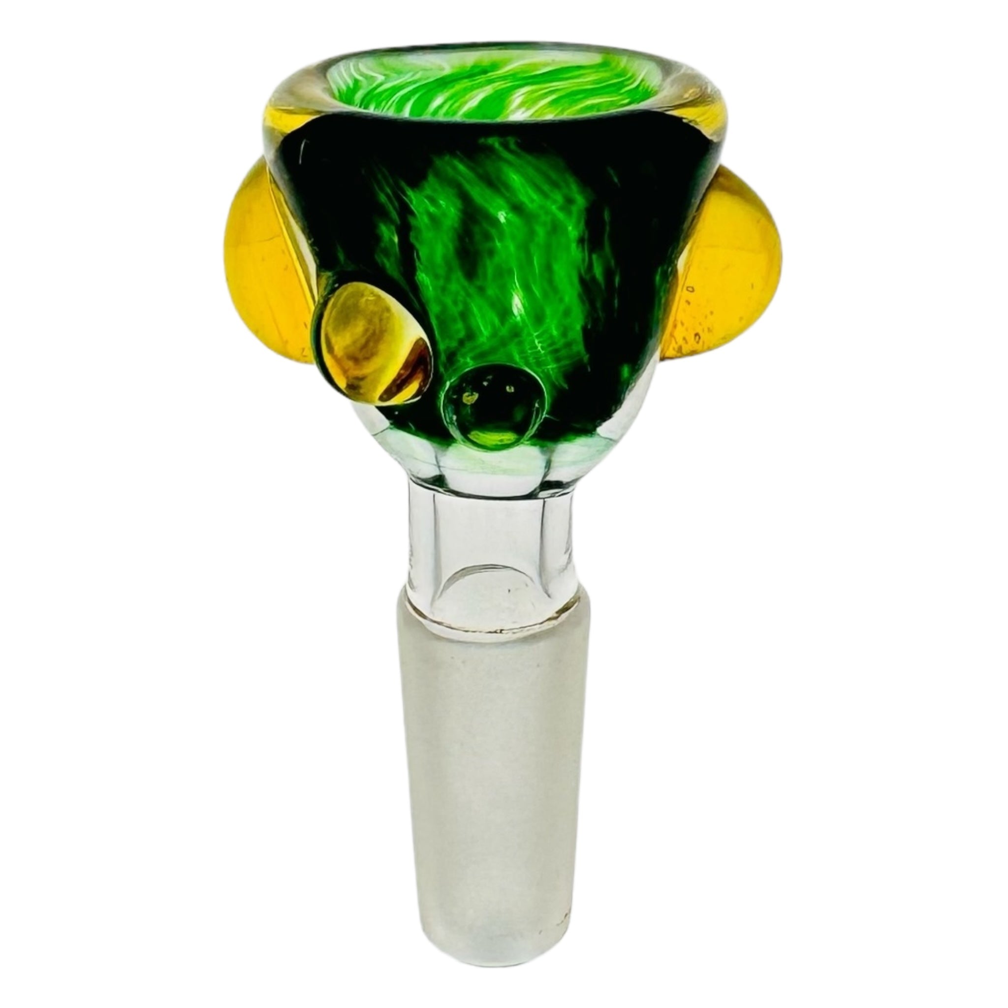 Arko Glass 10mm Flower Bowl Emerald Green Bowl With Yellow Dots