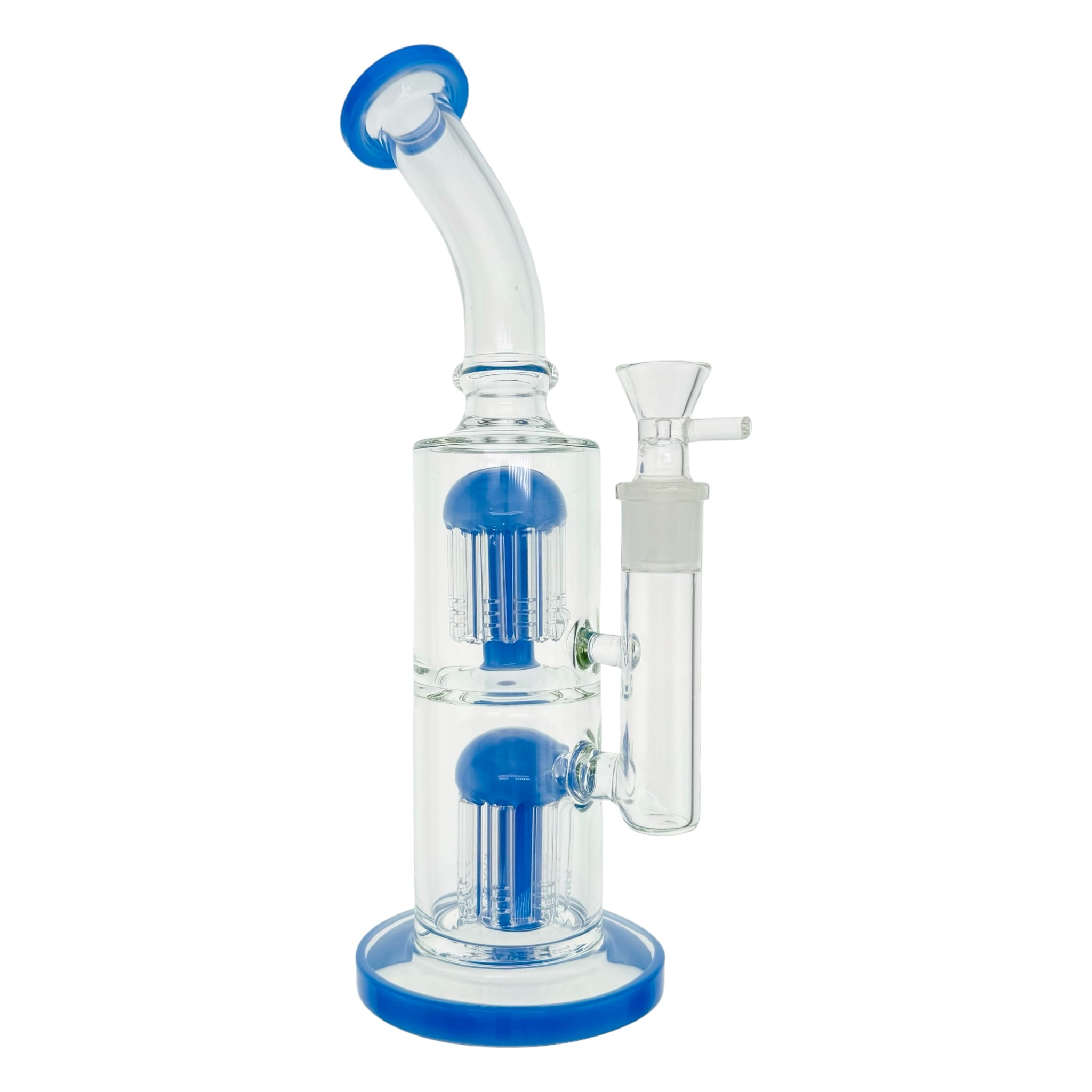 13 Inch Milky Blue Inline Bong With Double Tree Percs