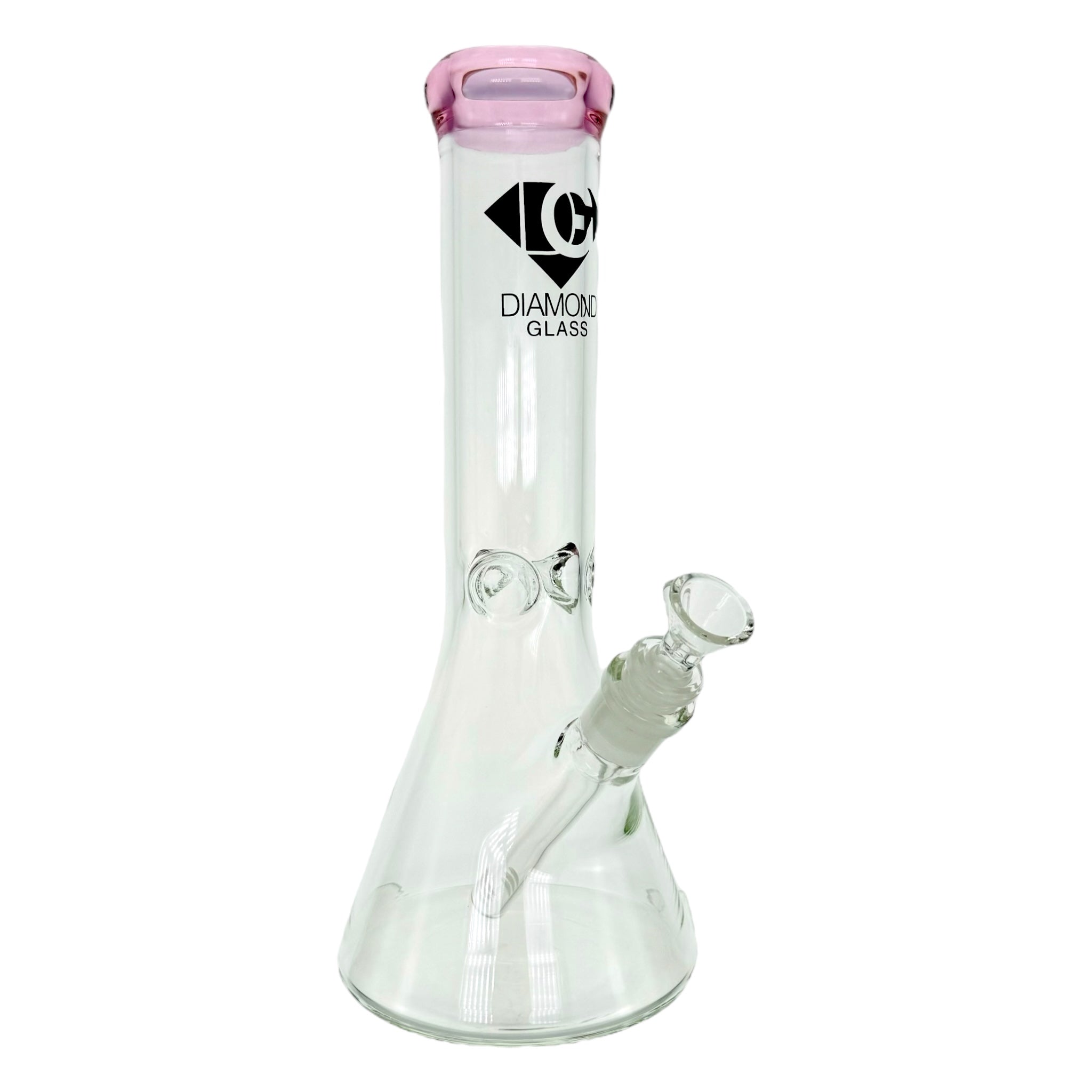 Diamond Glass Bong 12 Inch Beaker With Pink Color Lip