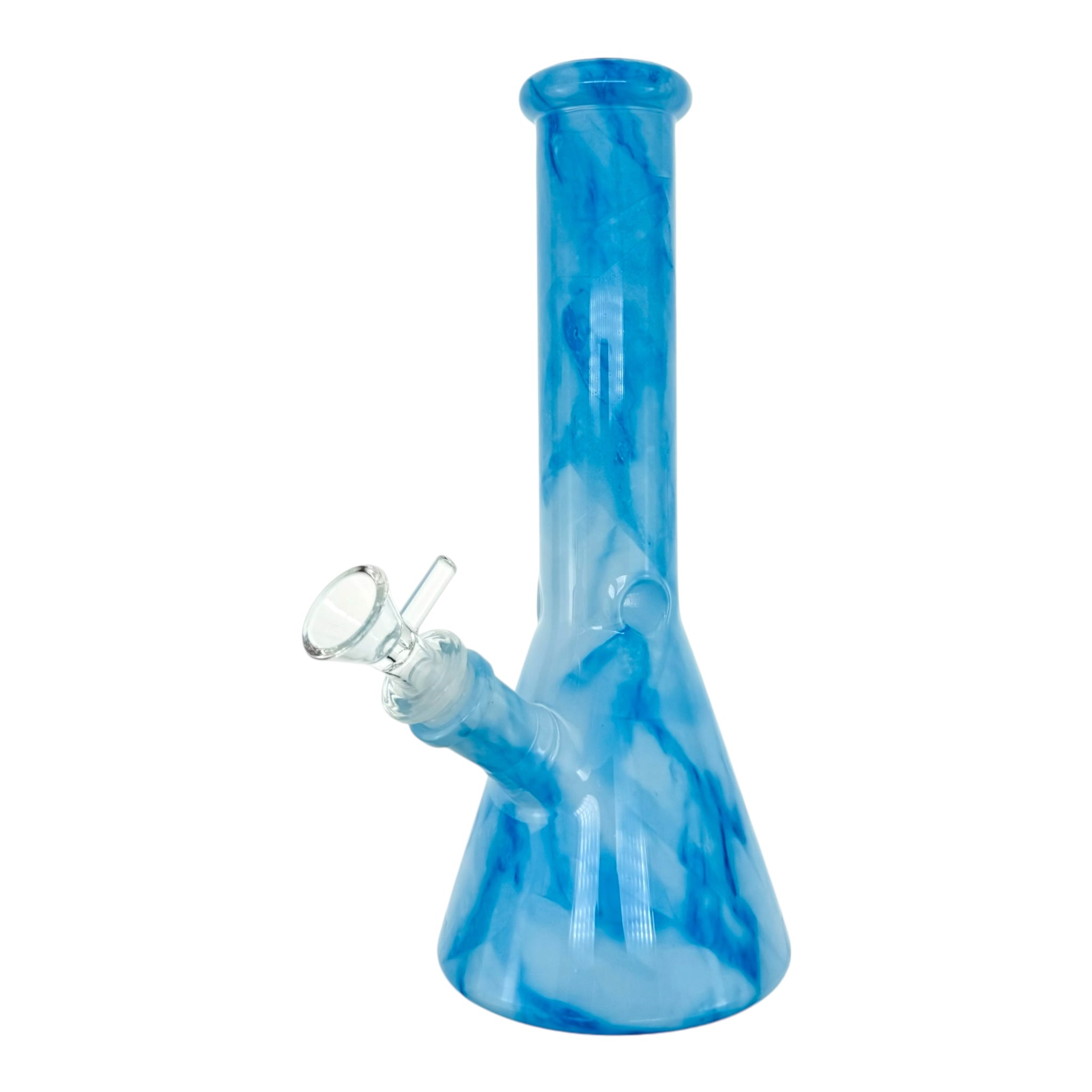 Blue Mystic Marble Beaker Base Glass Bong 10 Inch